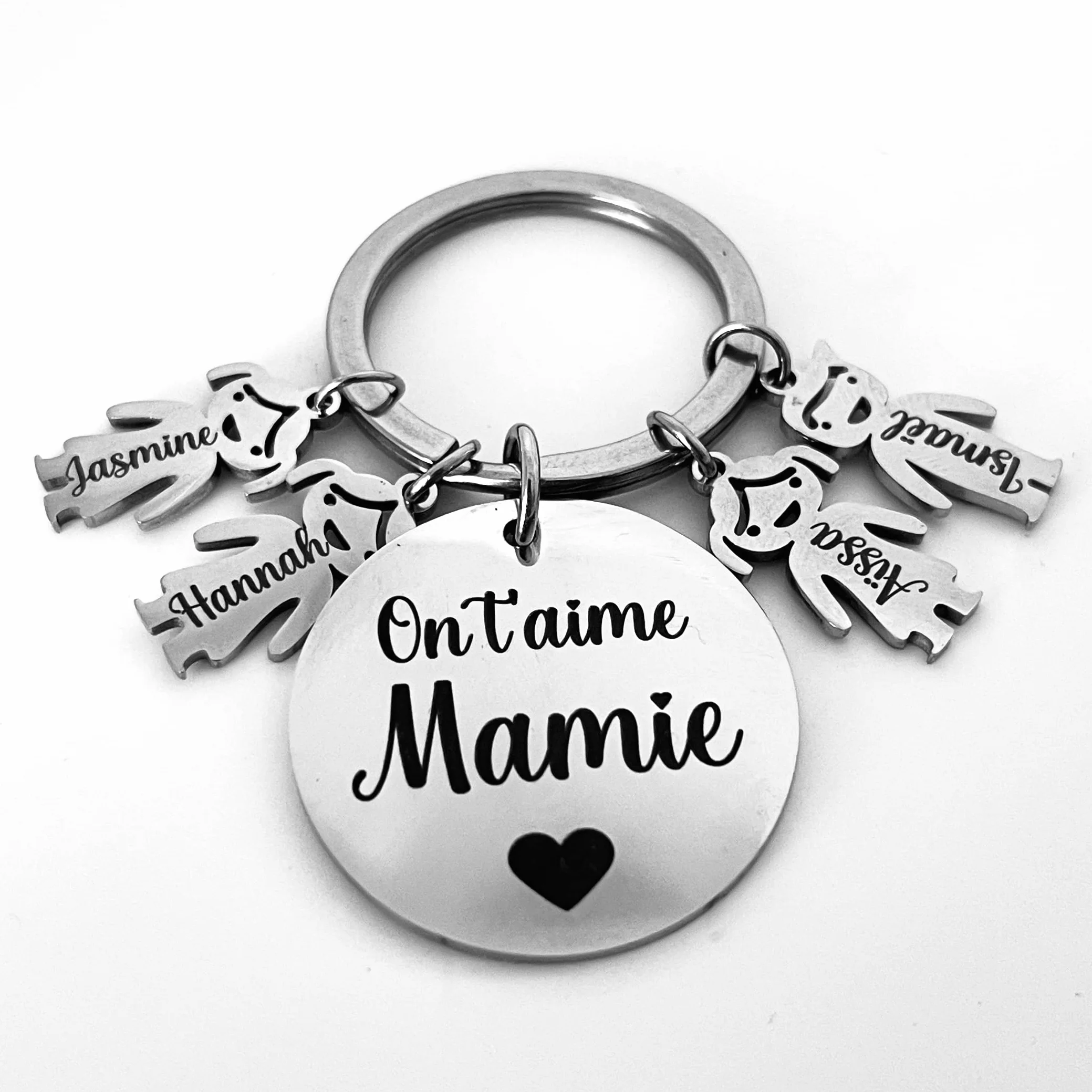 Porte-Clés Papa Personnalisé gravé Prénoms Enfants acier inoxydable - Cadeau Fête des Pères