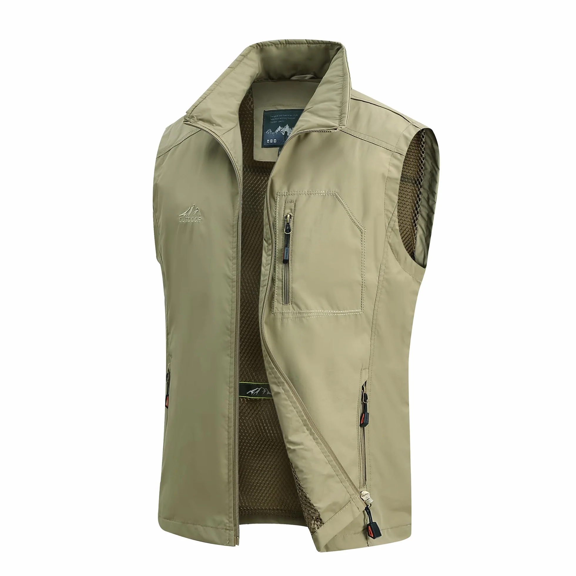 Gilet de pêche homme multi-poches sans manches veste plein air légère respirante voyage