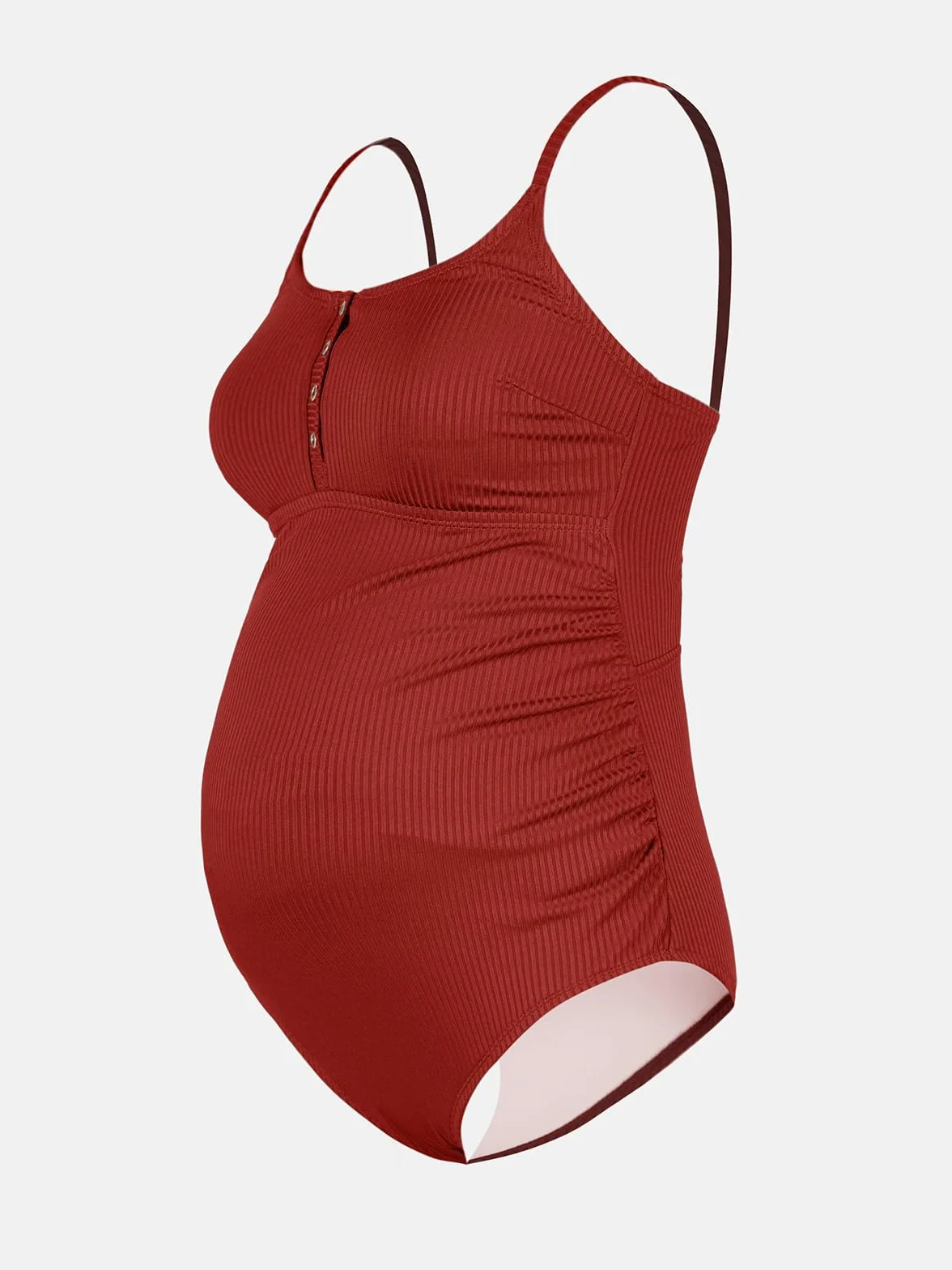 CUPSHE Maillot de bain maternité une pièce côtelé col en U boutons pression