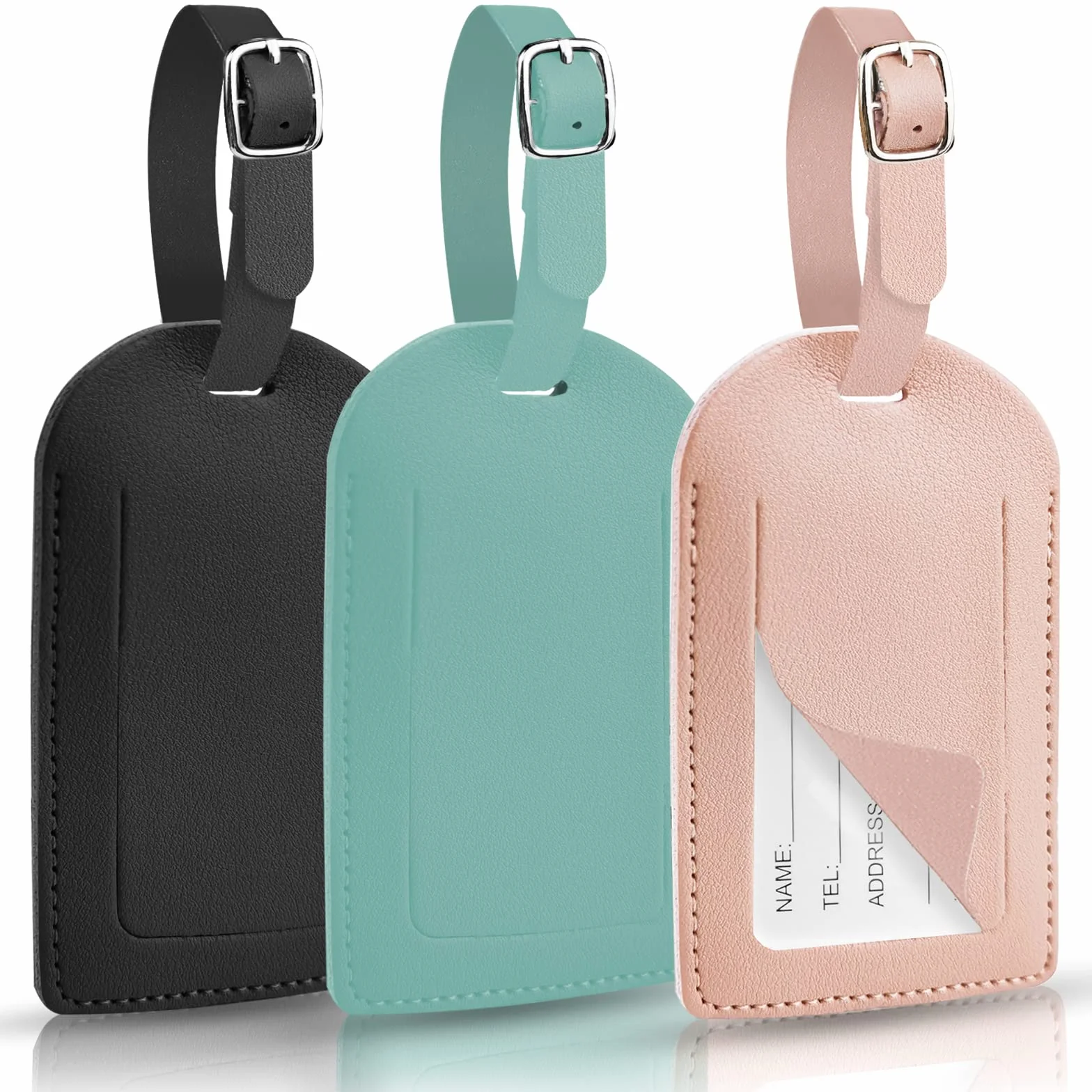 Lot de 3 Étiquettes Valise PU Cuir Bagage Réglable Pour Sac à Dos Aviation