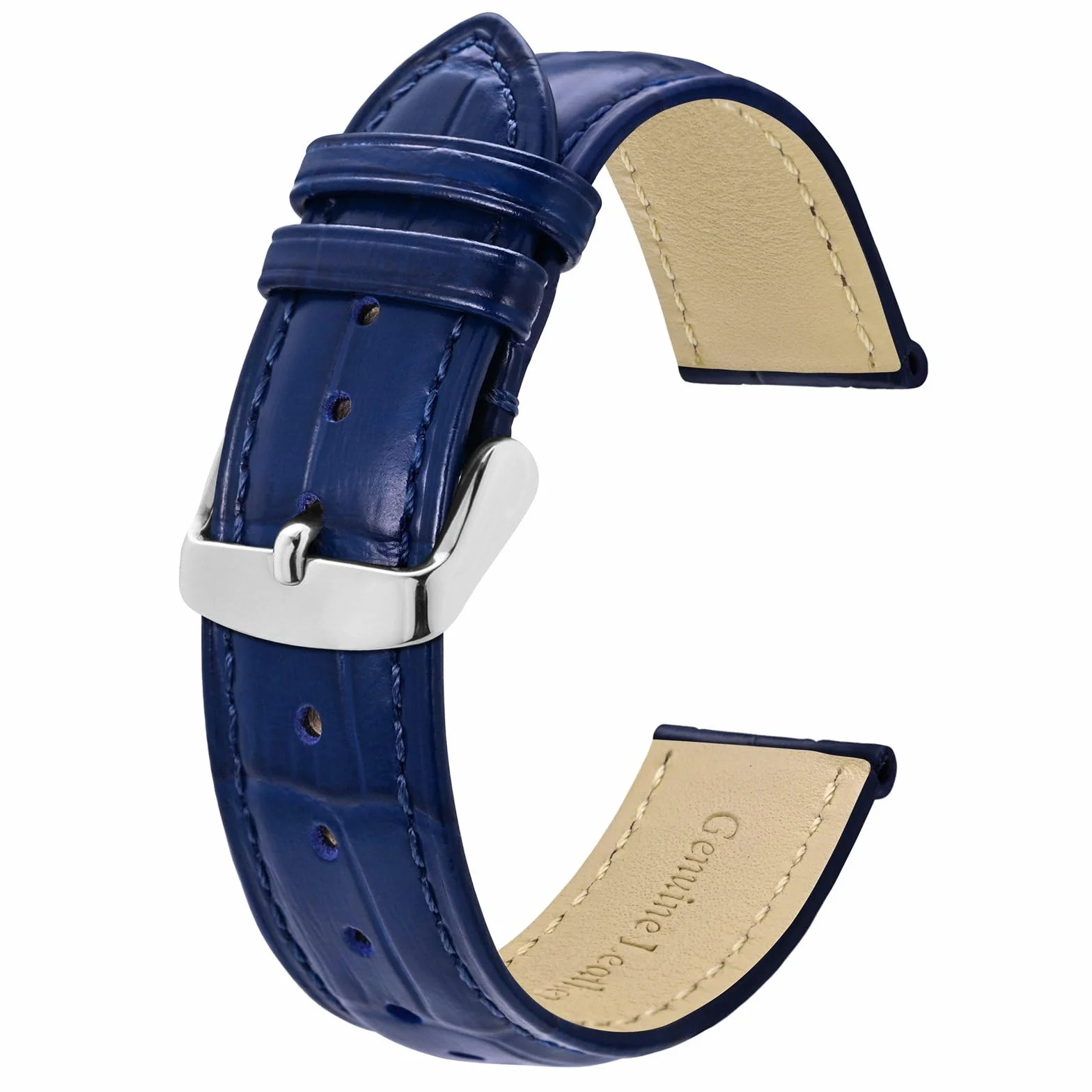 BISONSTRAP Bracelets de Montre Cuir Gaufré Crocodile Largeur Bande 18mm