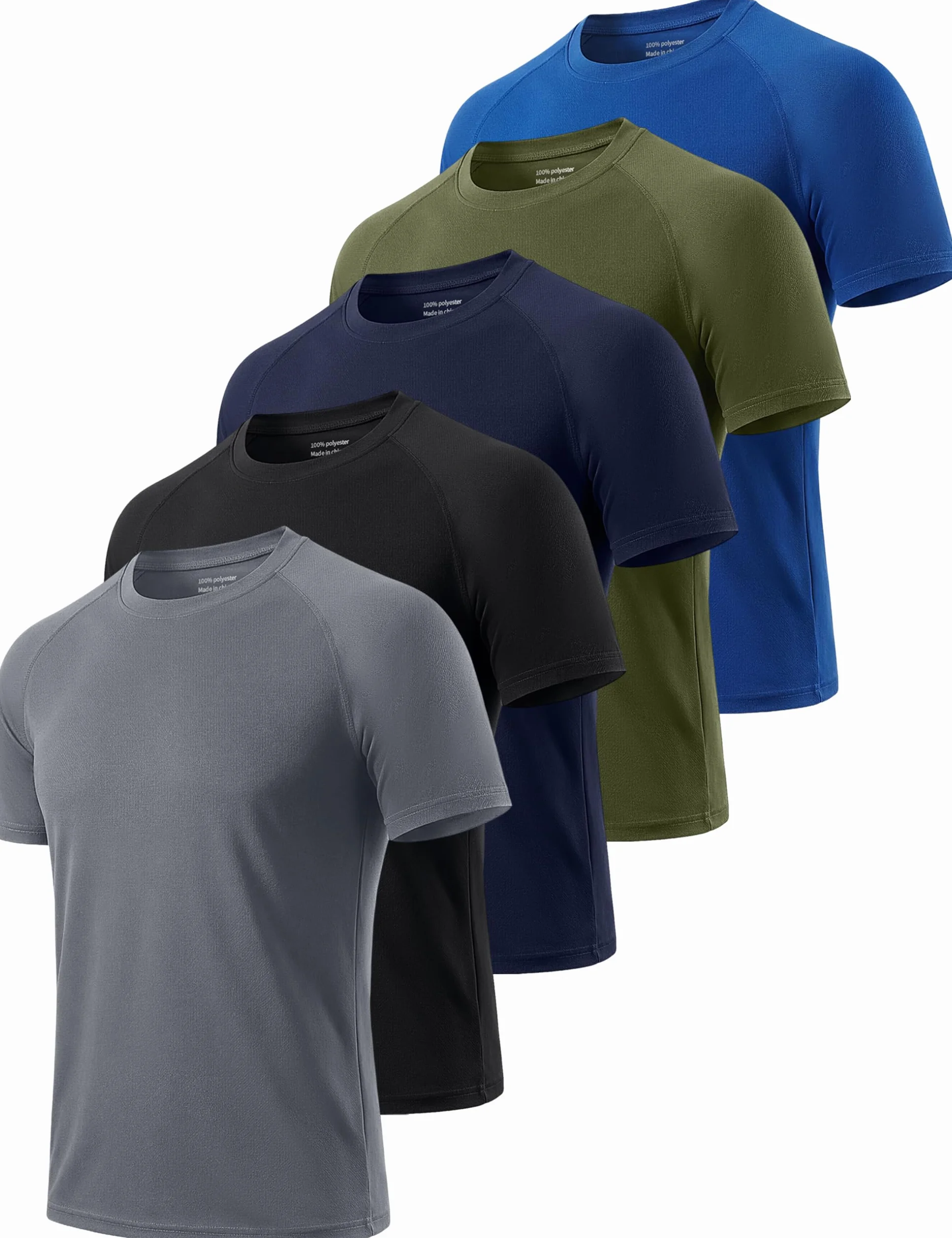 Cimic T-Shirt Sport Homme Manches Courtes Fitness Séchage Rapide Respirant Running Gym Baselayer 5 Pack