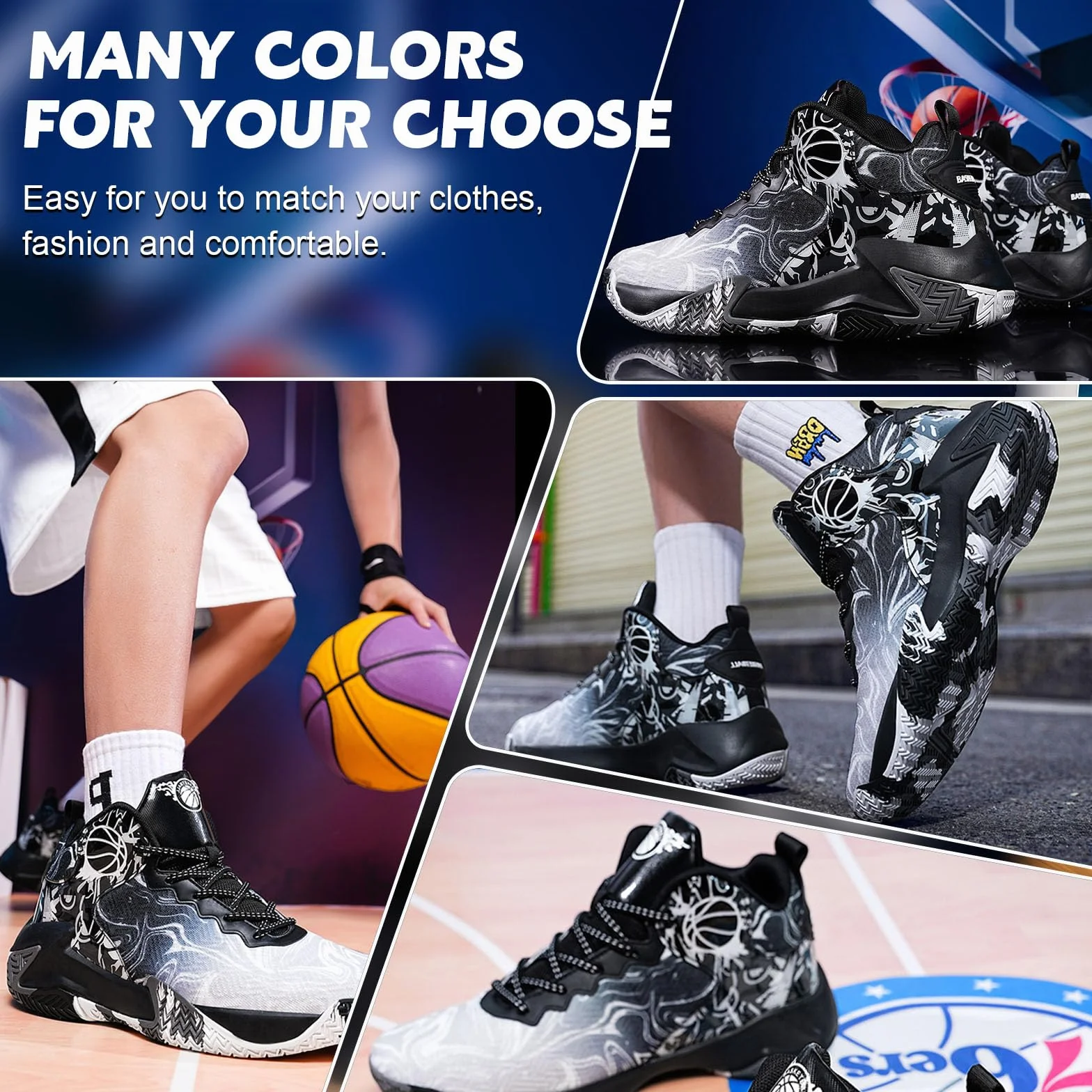Chaussures de Basketball pour Hommes Antidérapantes Légères Respirantes