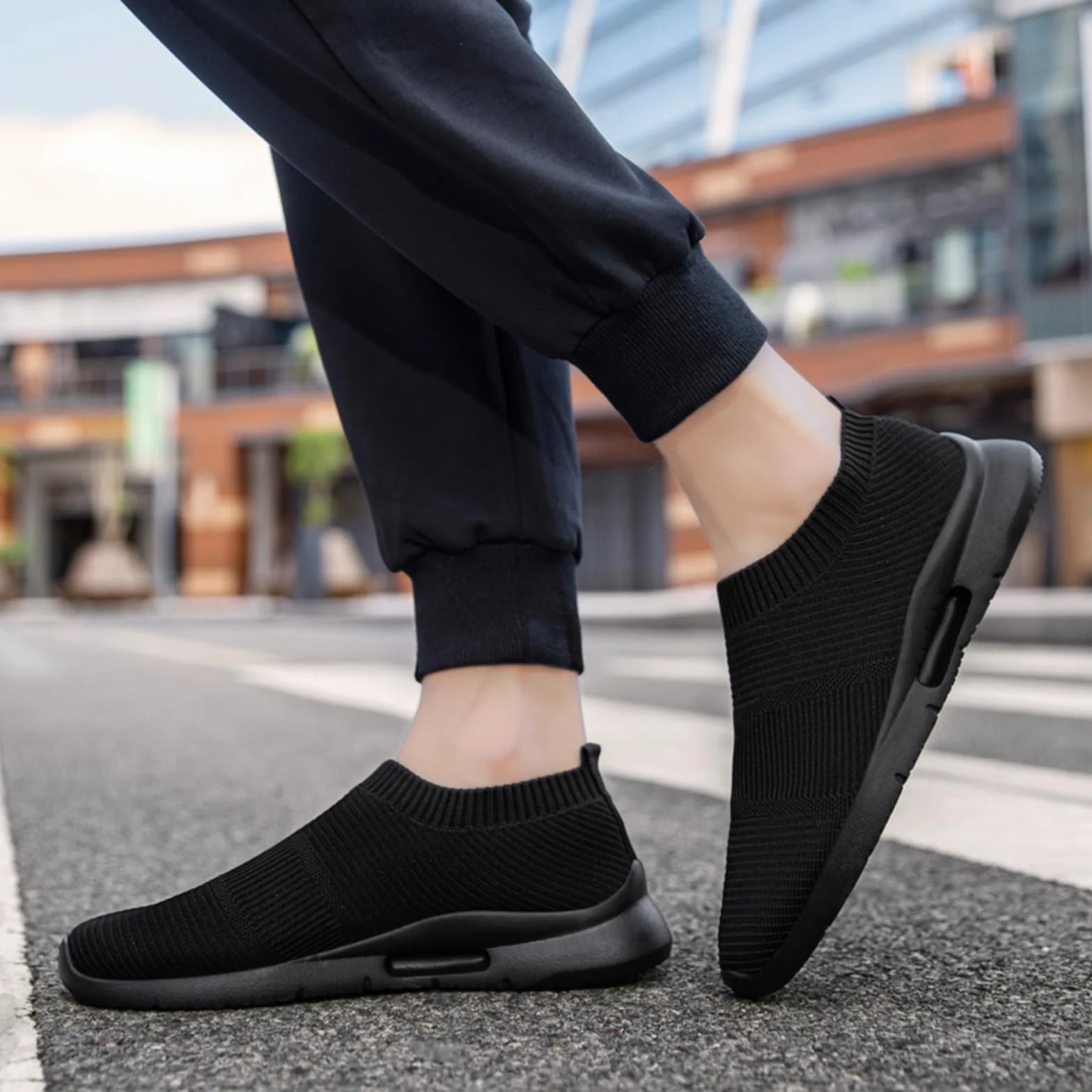 Hommes Chaussures Slip on Sneakers sans Lacets De Course Sport Casual Respirantes Légères Outdoor Fitness Gym