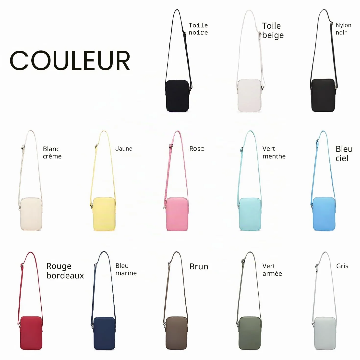 Petit sac à main bandoulière avec fermeture éclair pour téléphone portable, portefeuille avec fentes cartes de crédit