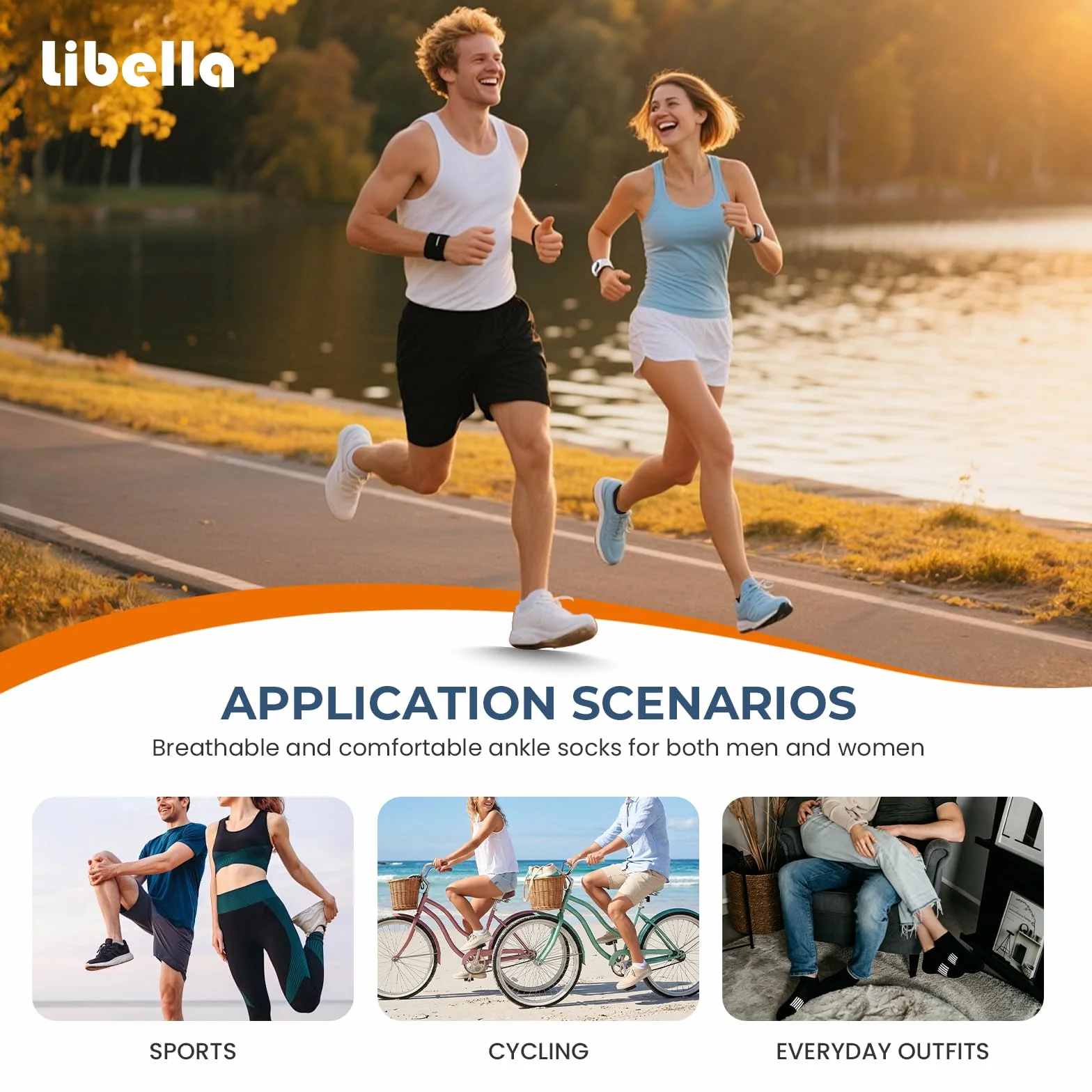Libella 10 Paires Chaussettes Homme Coton Soquettes Sport Courtes Respirantes Course 43-46