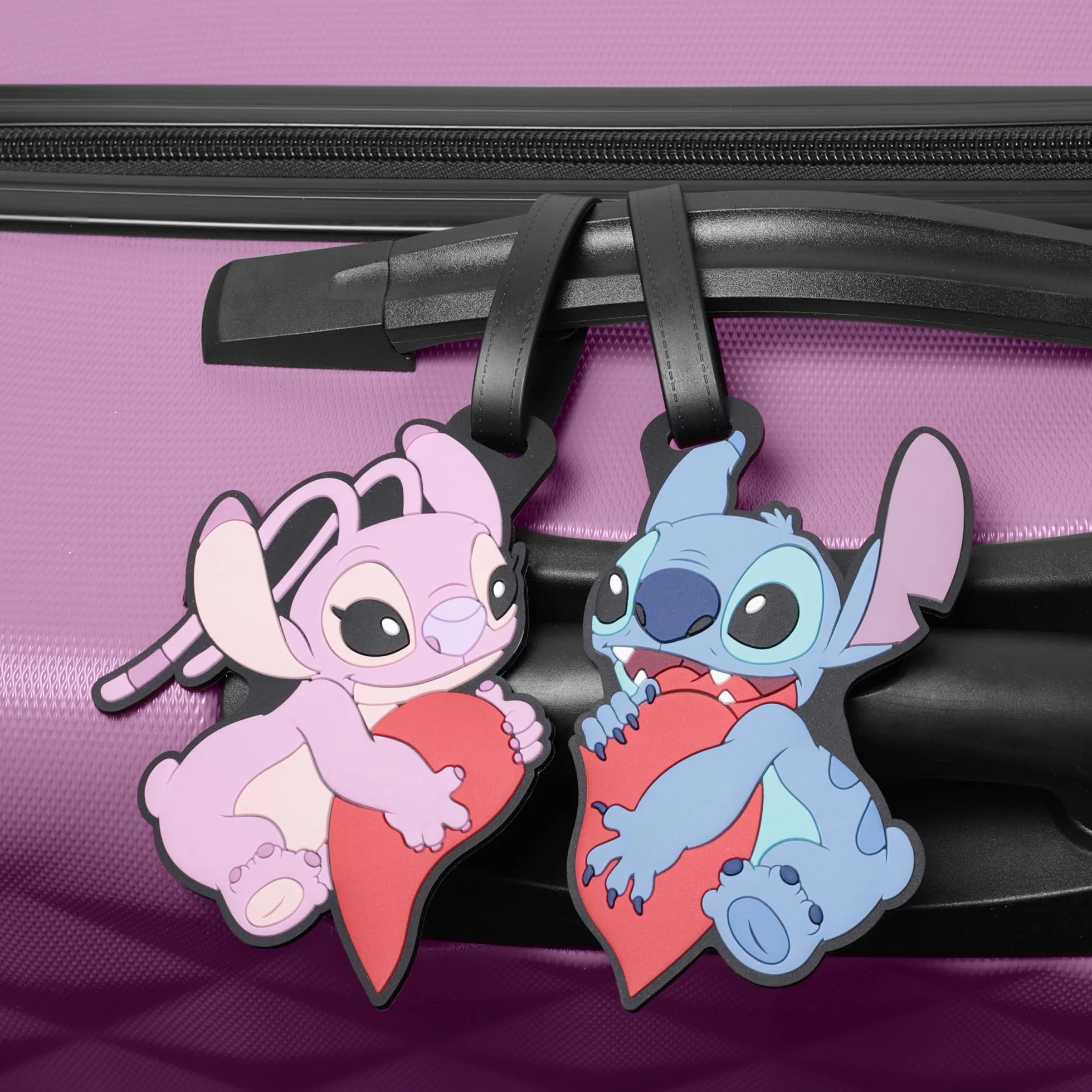 Disney Lilo and Stitch 2 Piece Luggage Tag Set Blue Pink Red