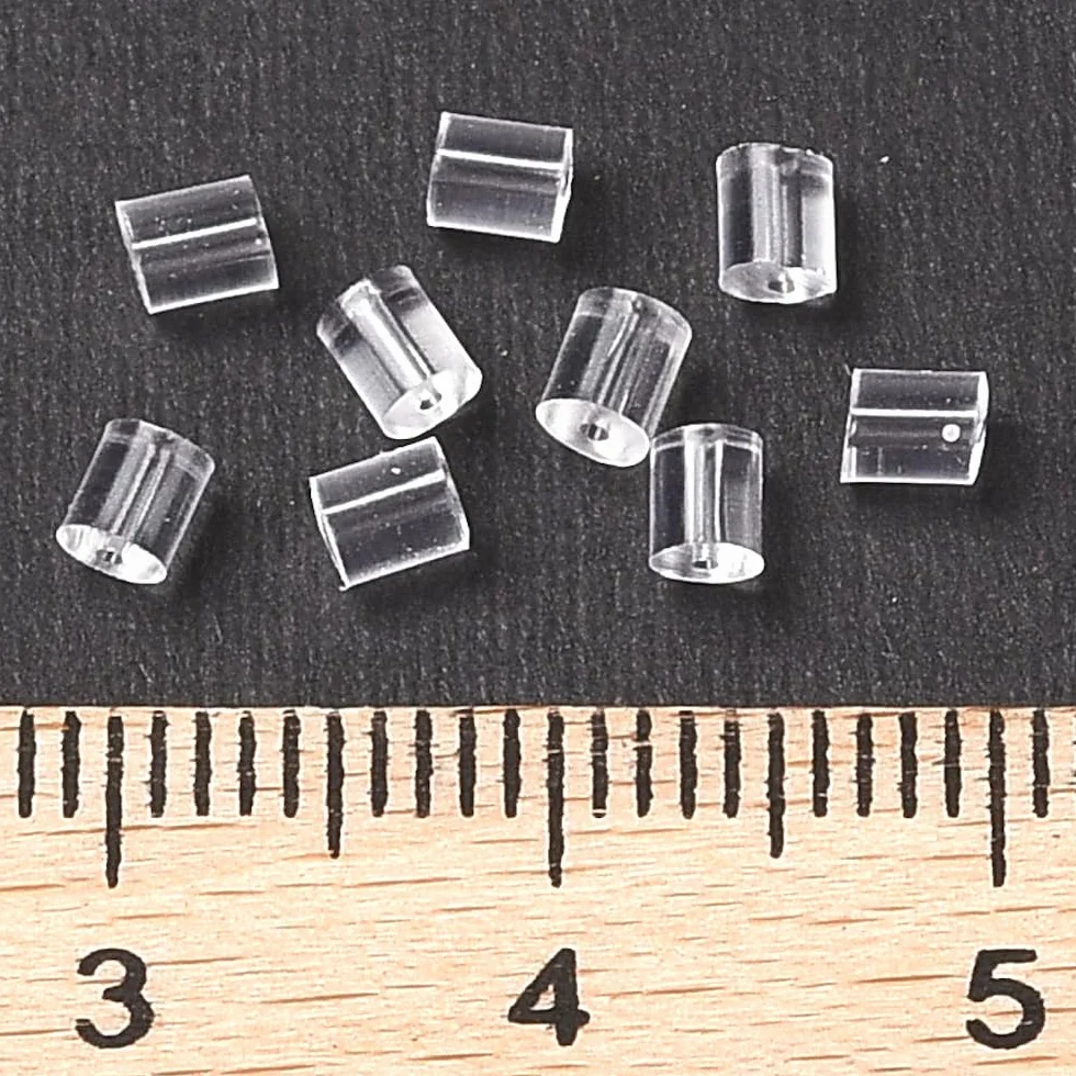 Fermoirs poussoirs forme tube bouchons sécurité arriere clous boucle d'oreille plastique transparent Lot de 100