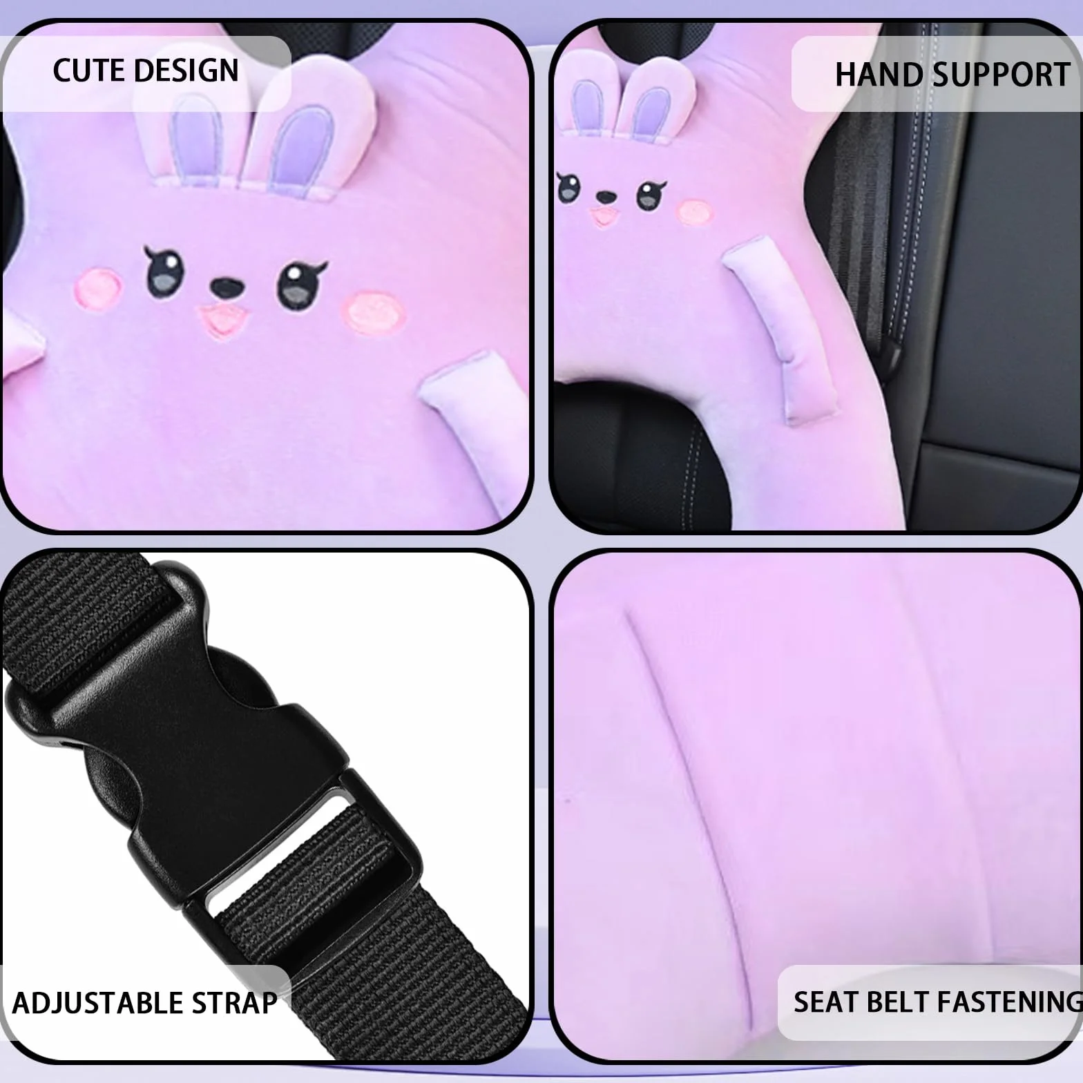 Coussin de Voyage Enfant en Forme de H pour Voiture Avion Train (Violet)