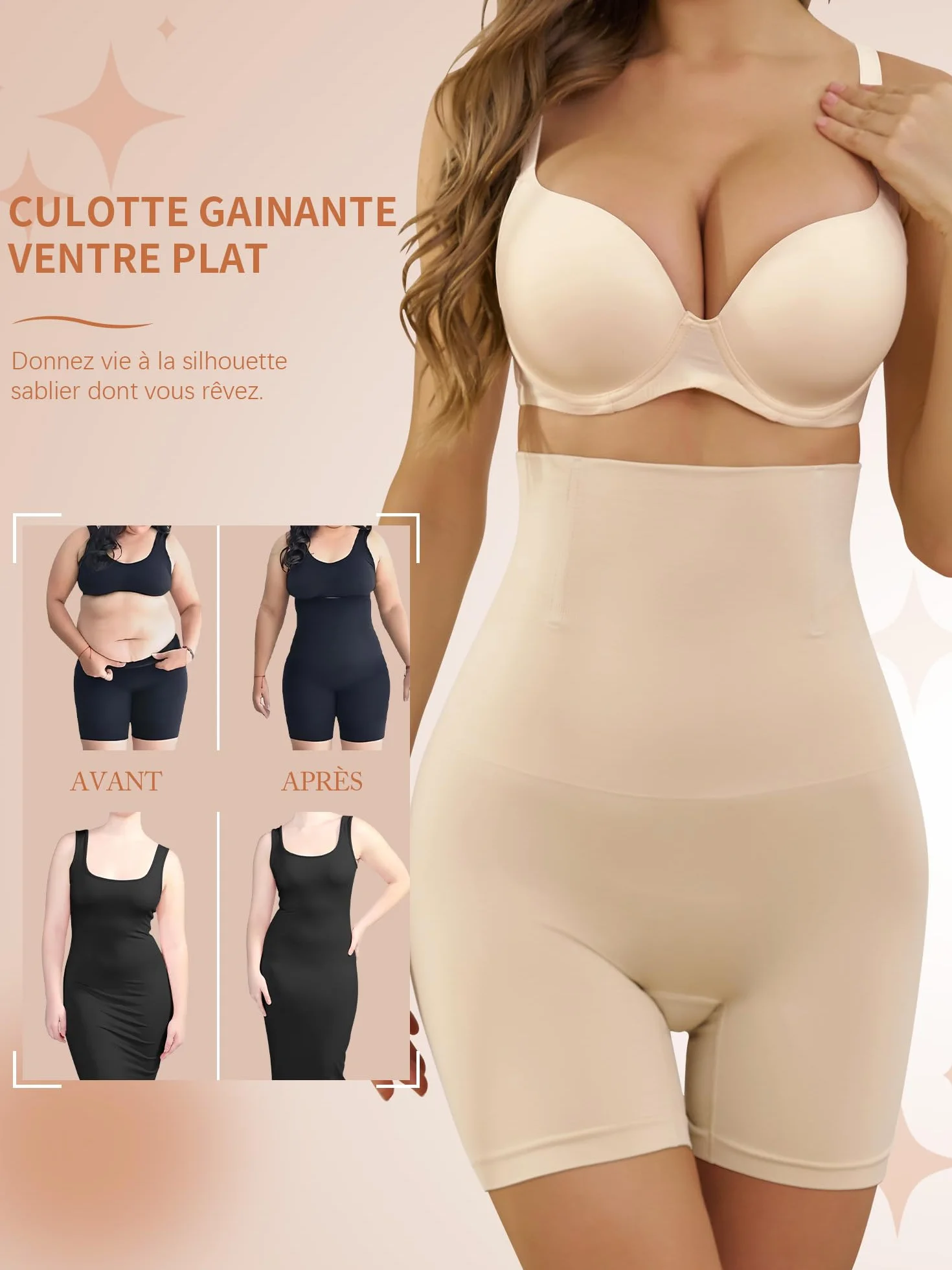 DIGZ Culotte Gainante Femme Taille Haute Invisible Sans Couture Shapewear Slim Confortable