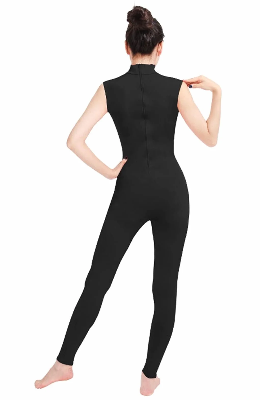 Lifup Costume de danse unisexe combinaison élastique col roulé sans manches