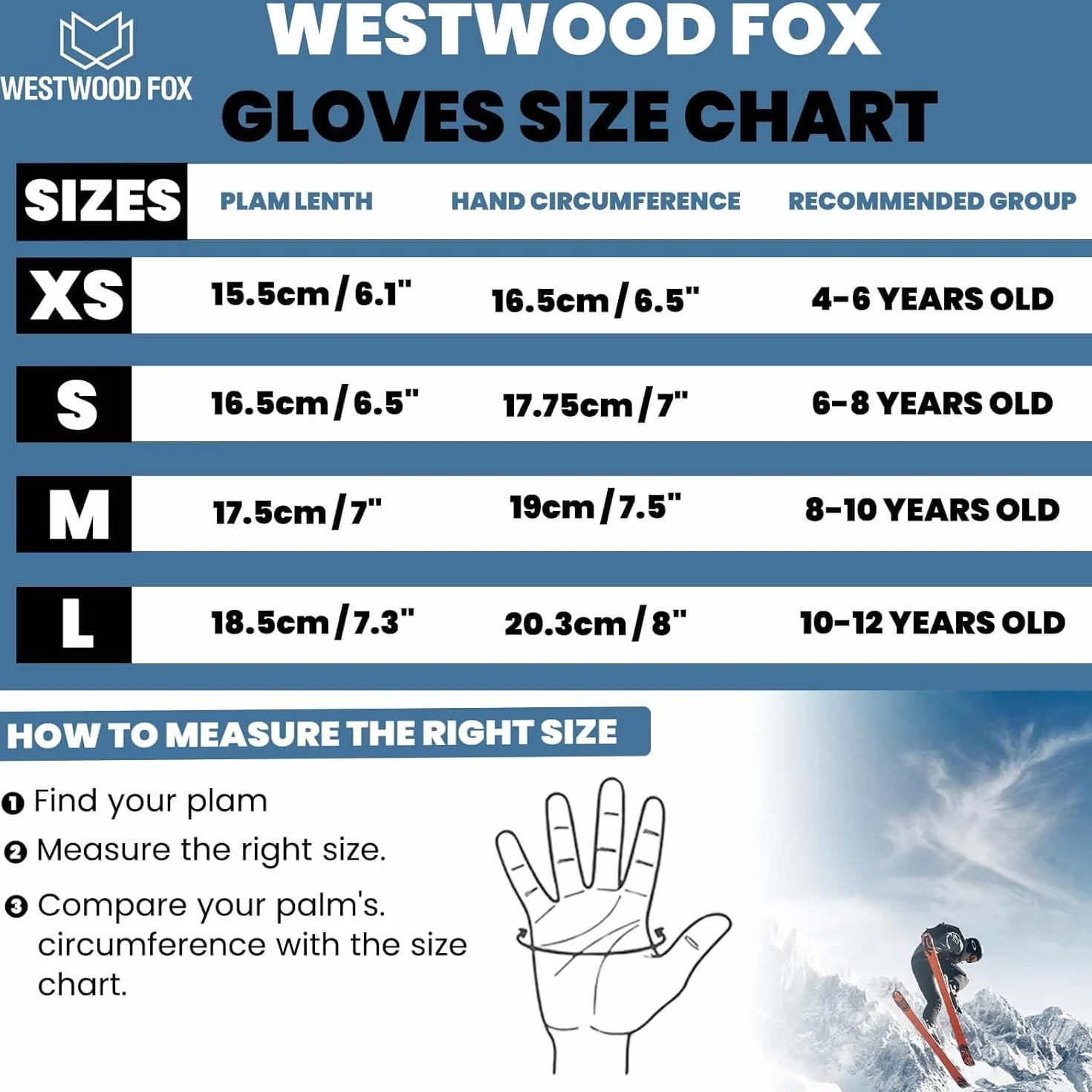 WESTWOOD FOX Gants d'hiver pour enfants mitaines imperméables coupe-vent isolantes thermiques compatibles écrans tactiles
