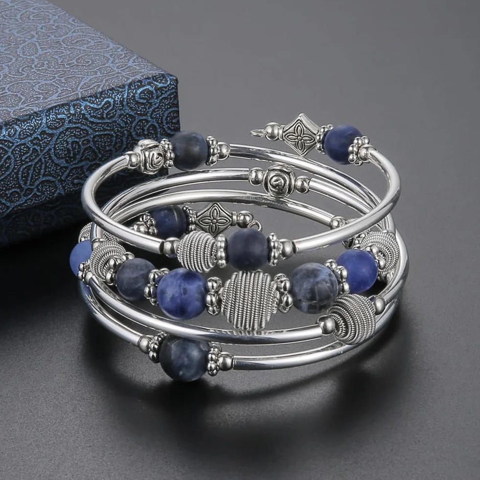 Bracelet de Perles en Argent pour Femme Multicouches Bohème FULU AUTUMN