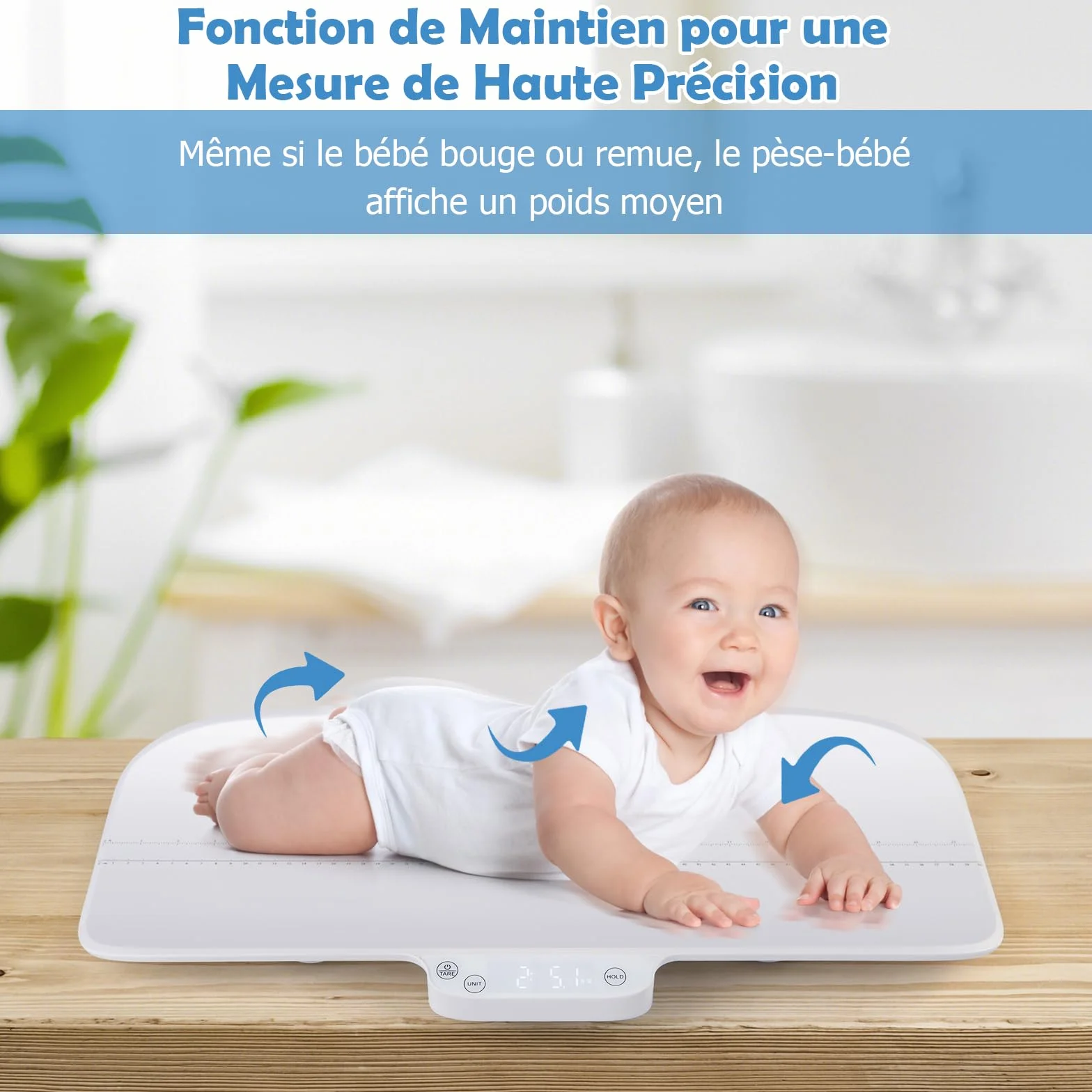GOPLUS Pèse-Bébé Numérique 30 Kg, Fonctions de Maintien et de Tare, Affichage LED