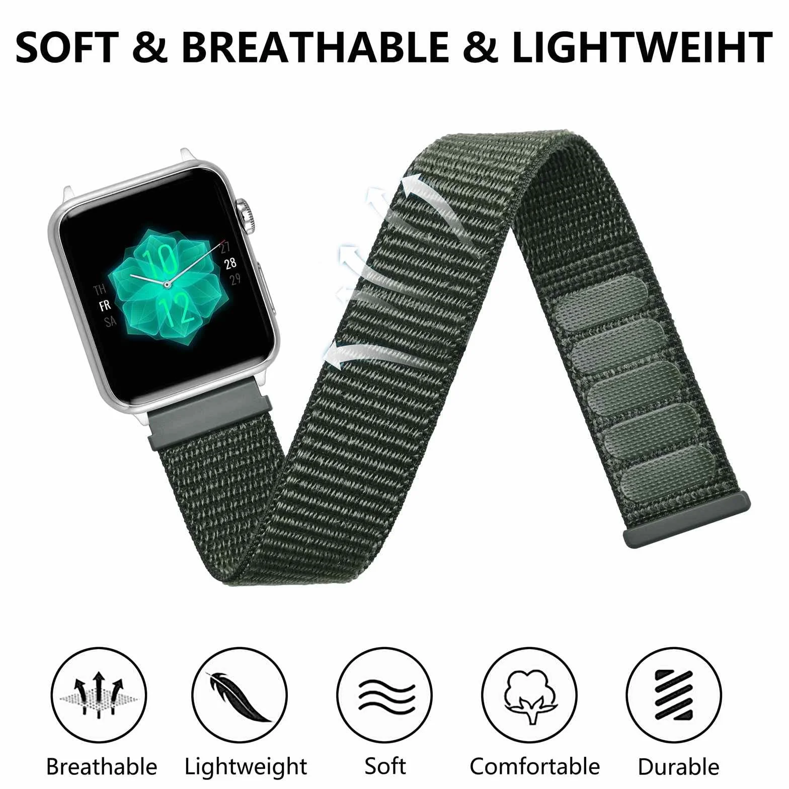 ANNEFIT Nylon Bracelets de Montre 16mm 18mm 19mm 20mm 22mm, 2pcs Réglable Bracelet à Libération Rapide