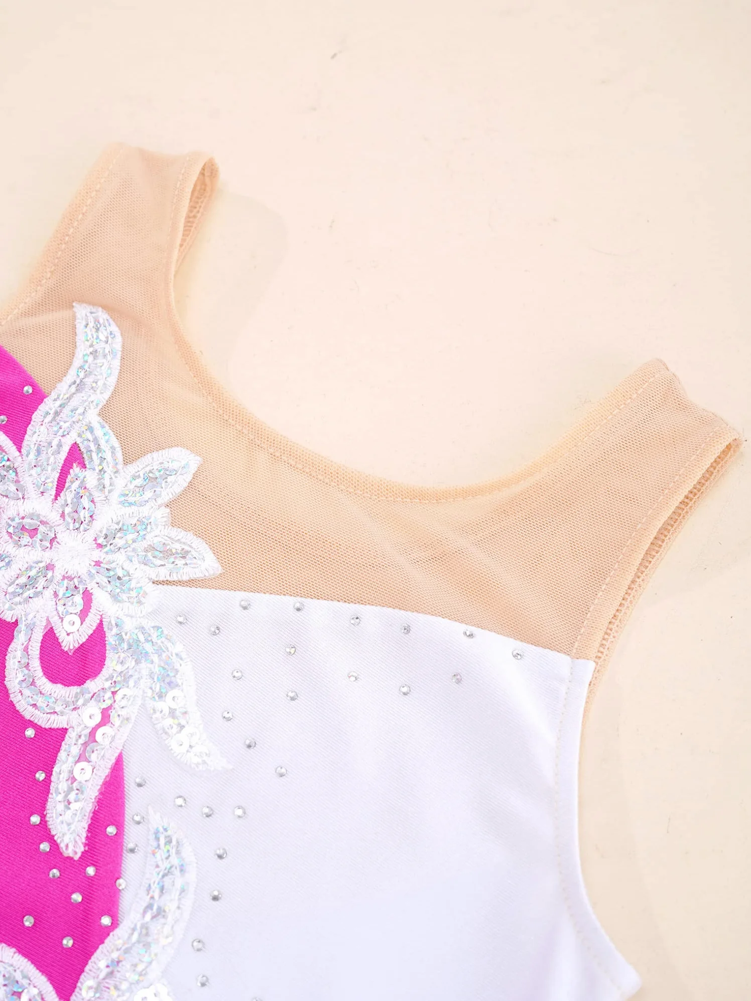 Justaucorps Gymnastique Strass avec Short Danse Fille 5-16 Ans