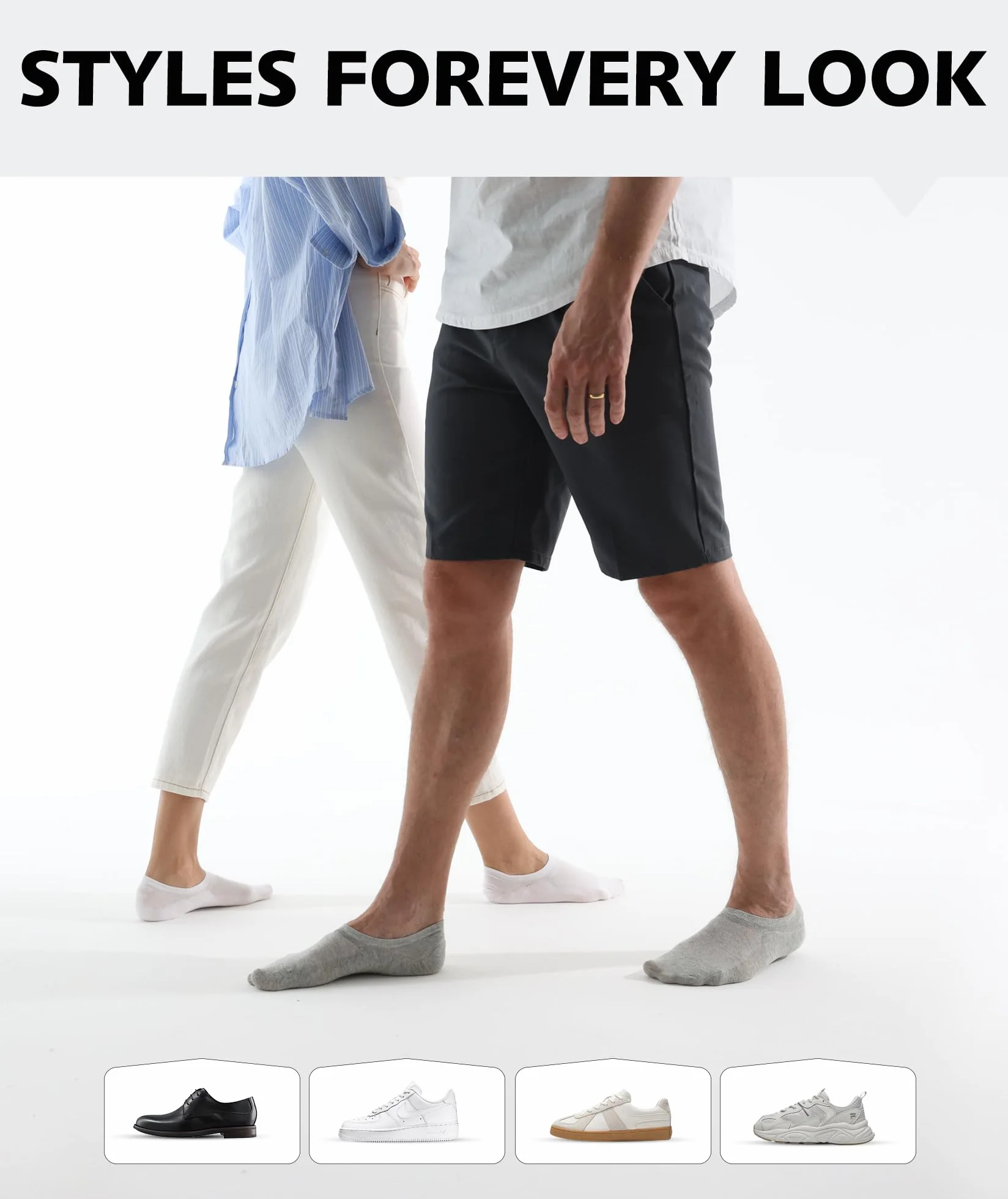 CLOSEMATE Chaussettes Invisibles Homme Femme Coton Antidérapantes 35-38 39-42 43-46 47-50