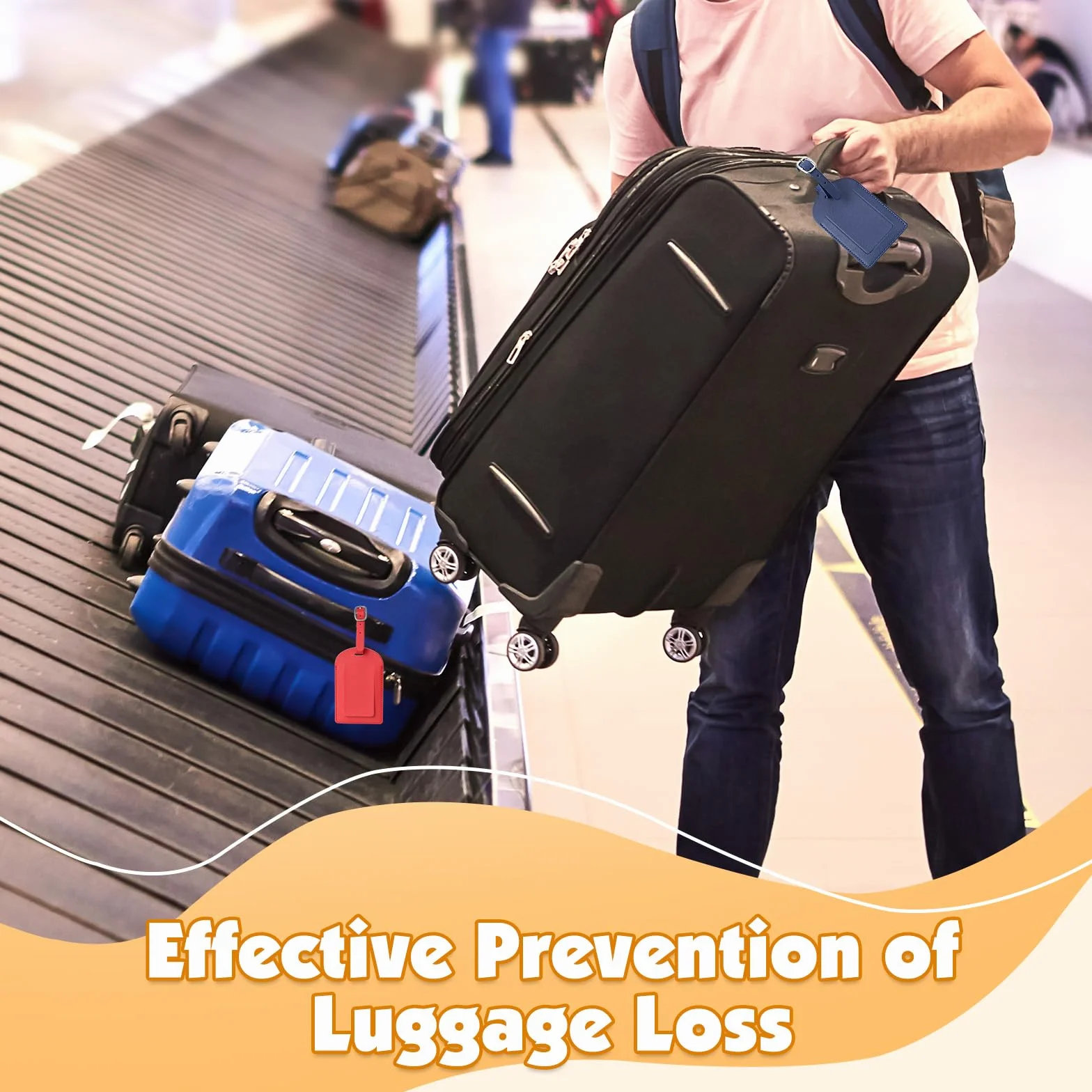 Lot de 3 Étiquettes Valise en PU avec Boucle Réglable, Porte Étiquette Bagage Inscriptible pour Voyage Avion