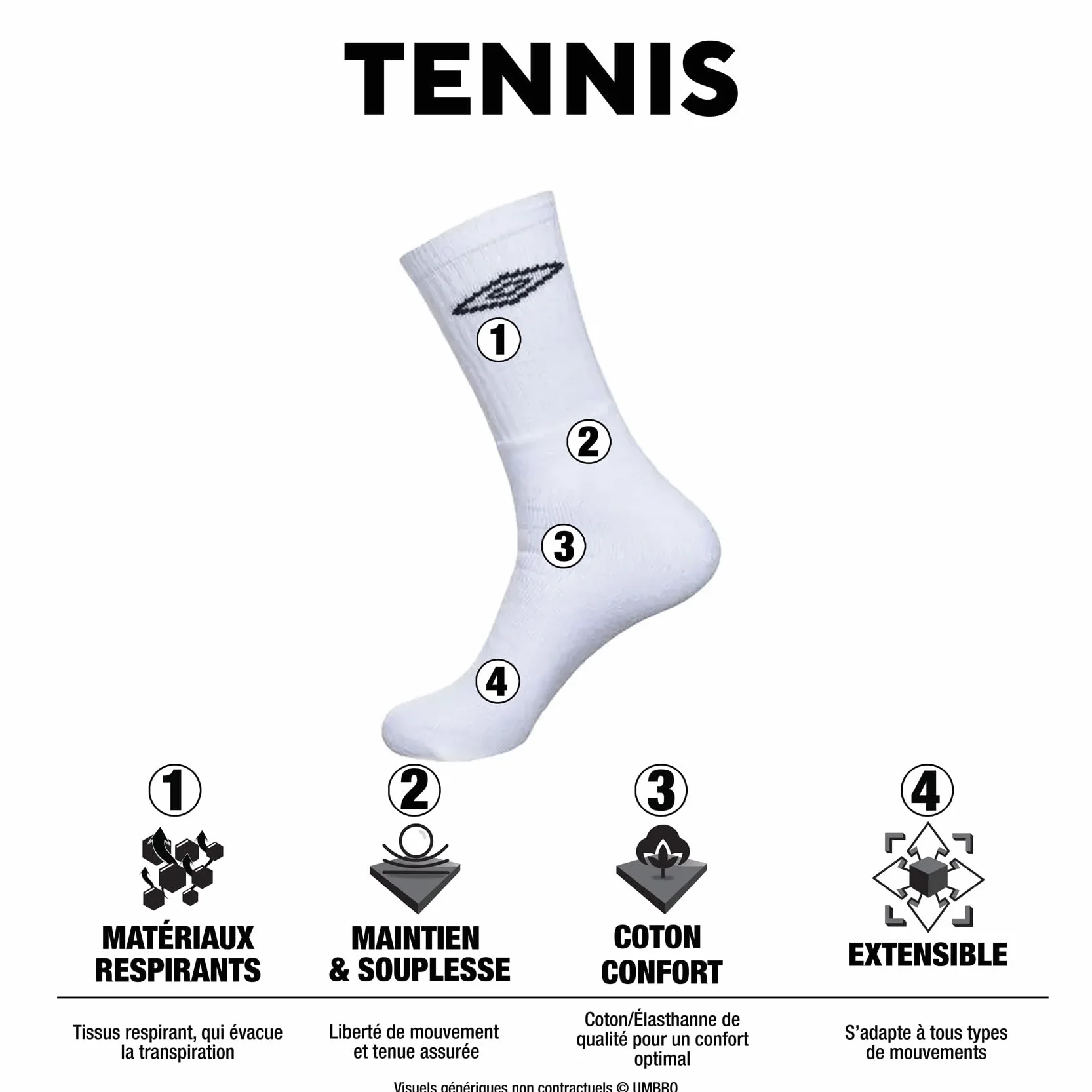 Chaussettes Homme Sport Résistantes Lot de 6 Hautes Tennis Confortables