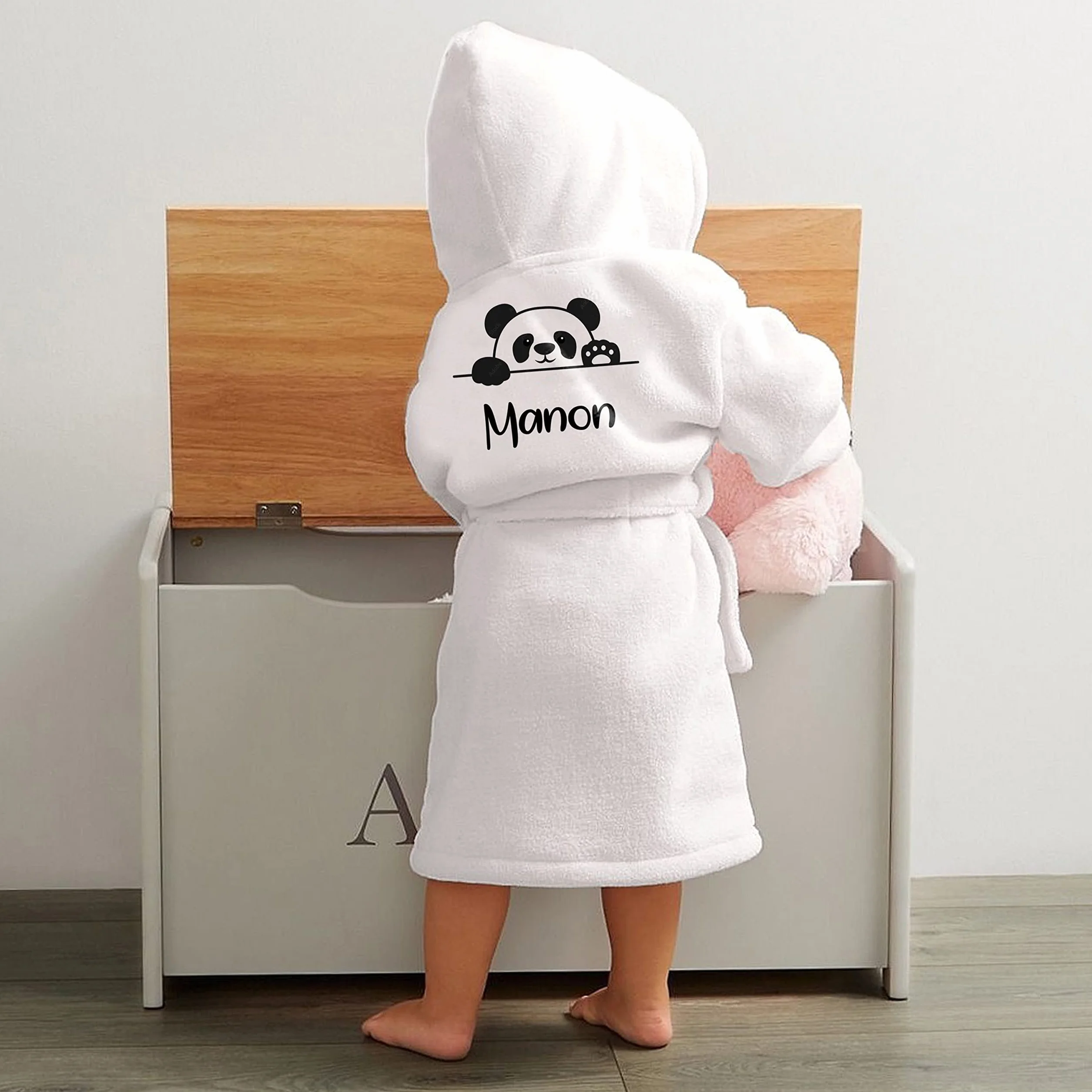 Peignoir bébé personnalisé KDO MAGIC blanc doux moelleux garçons filles