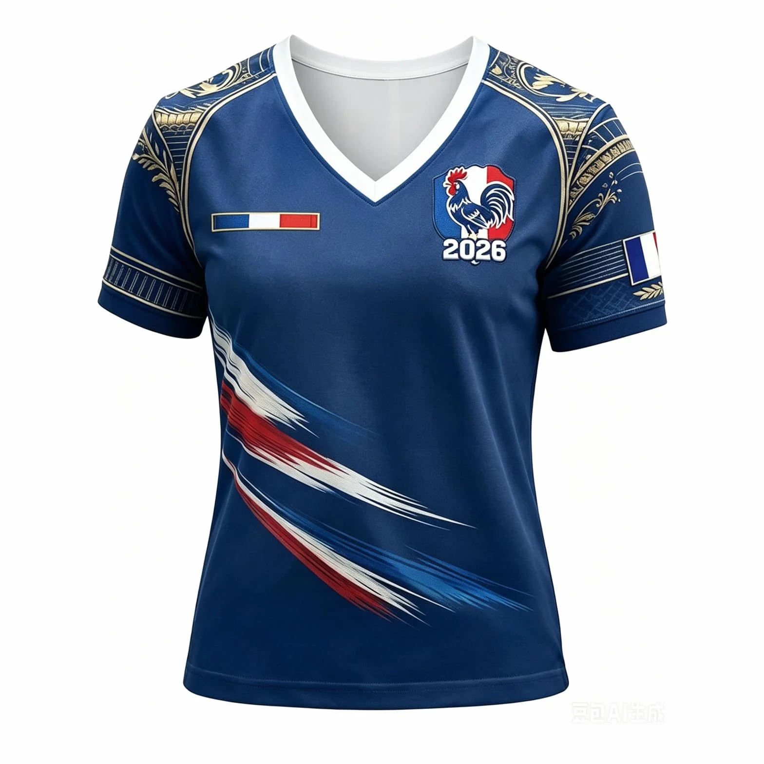 Maillot de Foot 2026 Femme Adulte Manches Courtes Col en V Respirant Sport Football