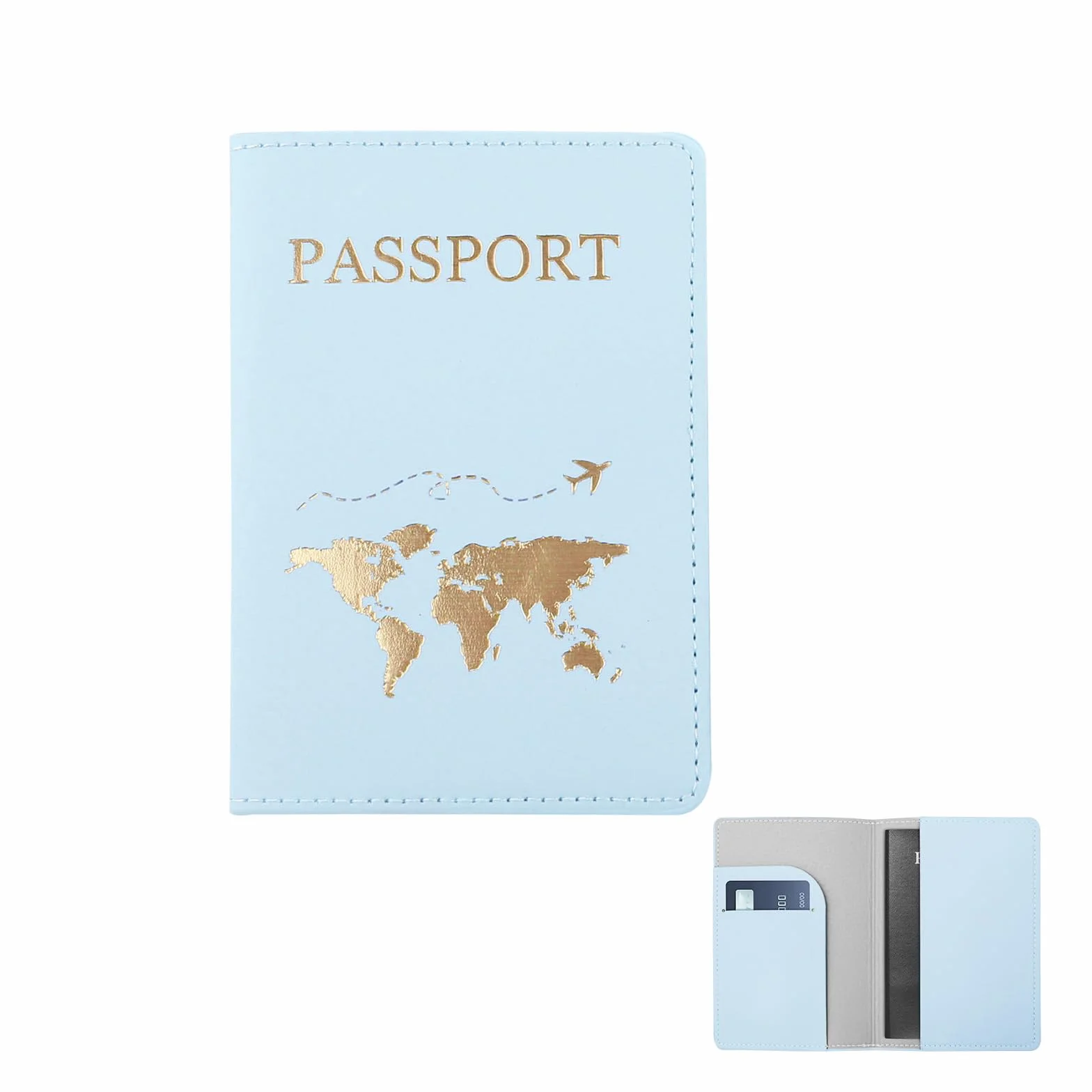 FuninCrea Protege Passeport en Cuir PU Portefeuille Voyage Organisateur de Documents