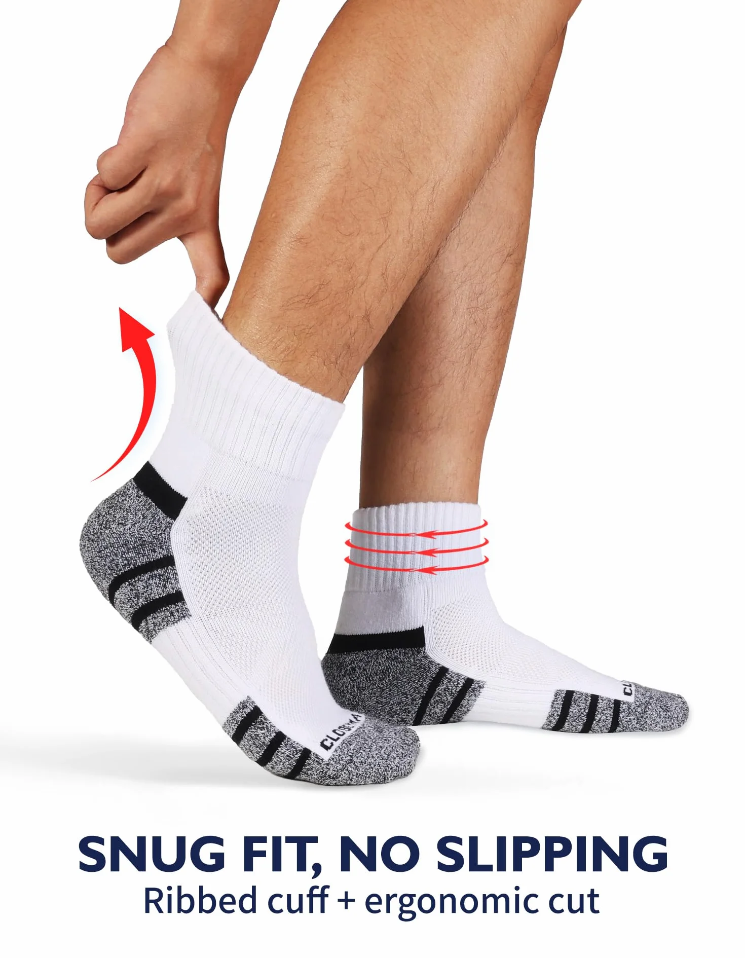 CLOSEMATE Chaussettes de Sport Homme Femme 39-42 43-46 47-50 Coton 6 Paires Respirantes Antidérapantes Running Randonnée
