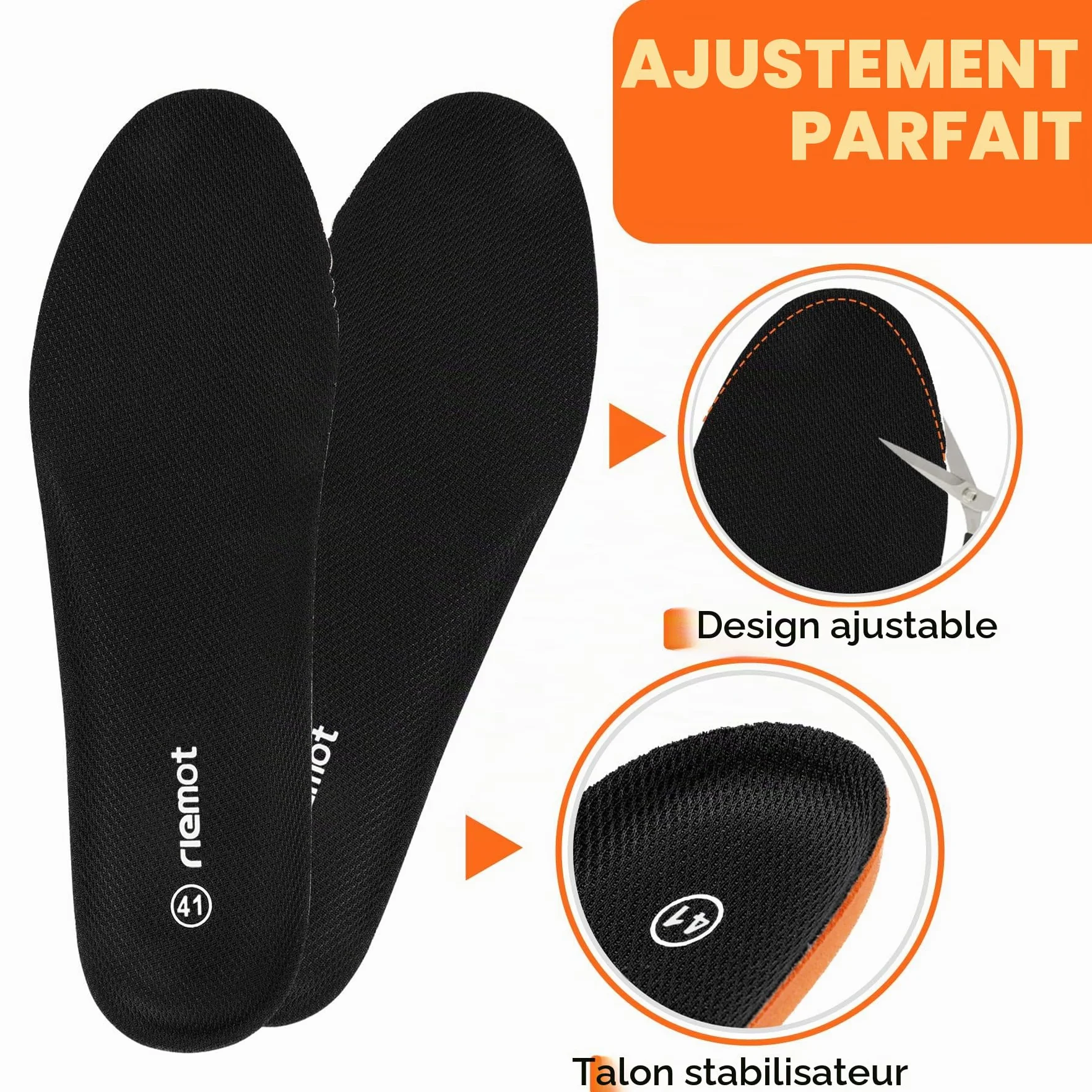riemot Semelles Chaussures Confort à Mémoire de Forme, Absorption des Chocs, Anti-Odeur EU 36-46