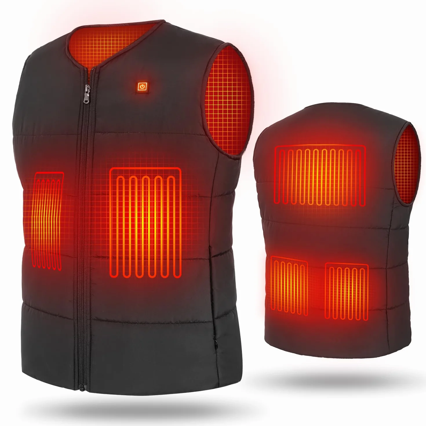Gilet Chauffant Homme Femme avec Batterie Incluse 10000mAh USB Électrique 5 Zones Chauffage 3 Chaleurs