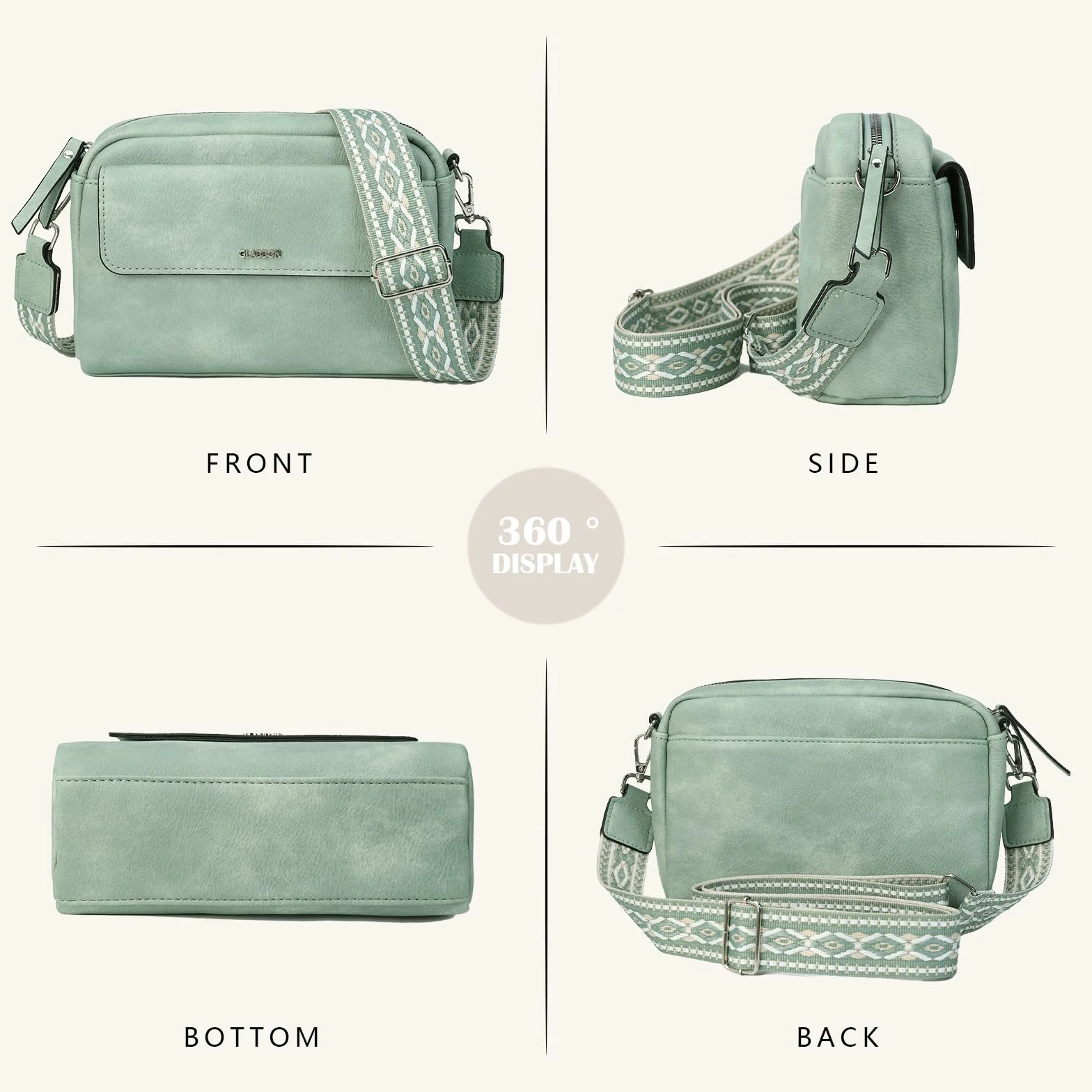 Sac bandoulière femme cuir léger imperméable avec bandoulière amovible