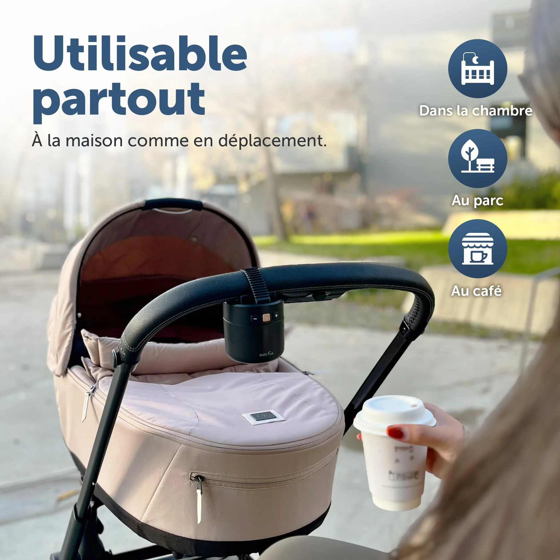 ZAZU Roxy Baby Rocker – Balançoire électrique avec capteur de pleurs, arrêt automatique 40 min, rechargeable USB