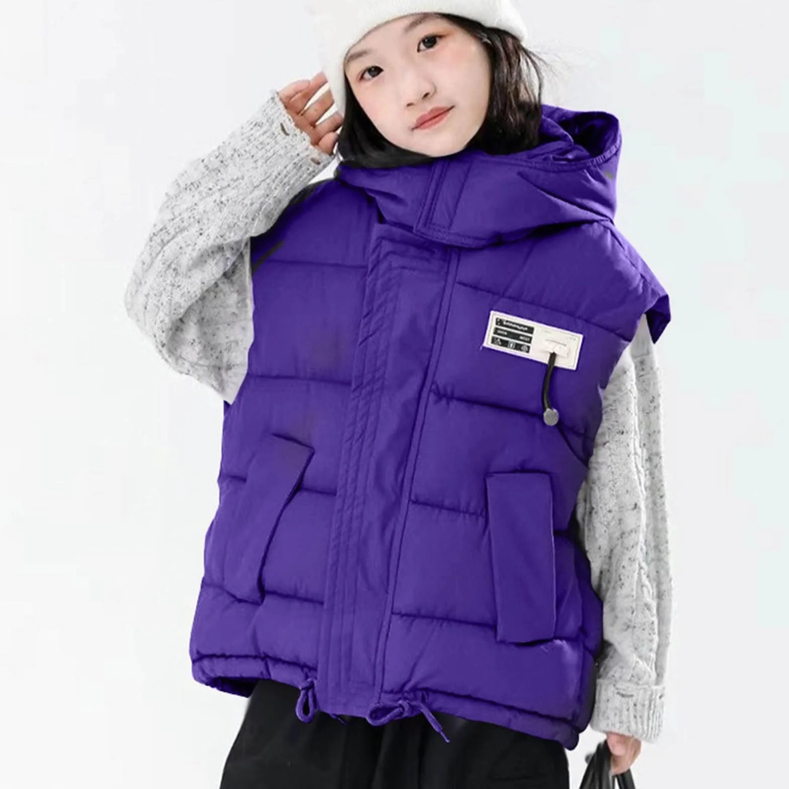 Doudoune d'hiver rembourrée en duvet légère coupe-vent thermique violette 9-10 ans