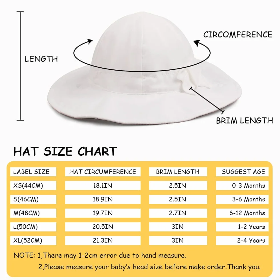 Chapeau Bébé Fille Nœud Large Bord Chapeau de Soleil Protection Solaire Bob Enfant 0-8 Ans