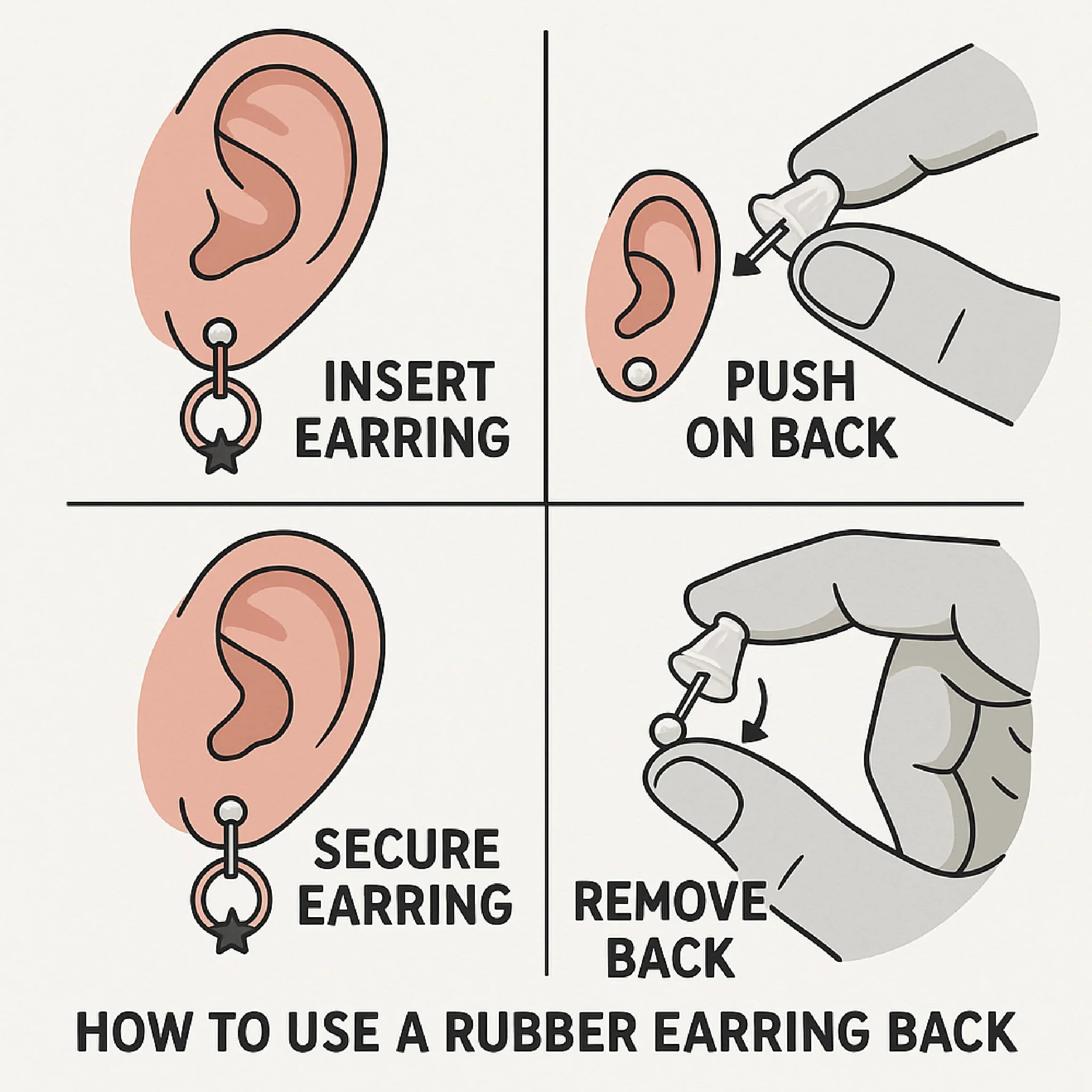 Fermetures à bille hypoallergéniques pour boucles d'oreilles en caoutchouc transparent, lot de 600 attaches de sécurité