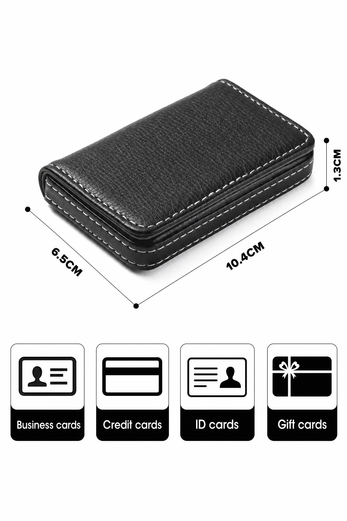 Porte Carte de Visite Slim Étui Noir 9.6x6.5x2cm Business Card Holder