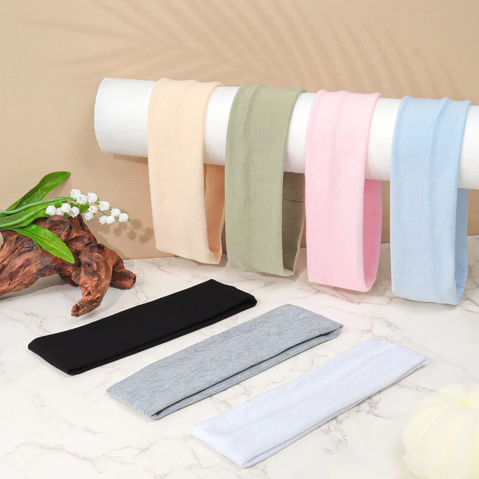 Bandeau Cheveux Femme 7 pcs Élastique Antidérapant Headband Sport Yoga