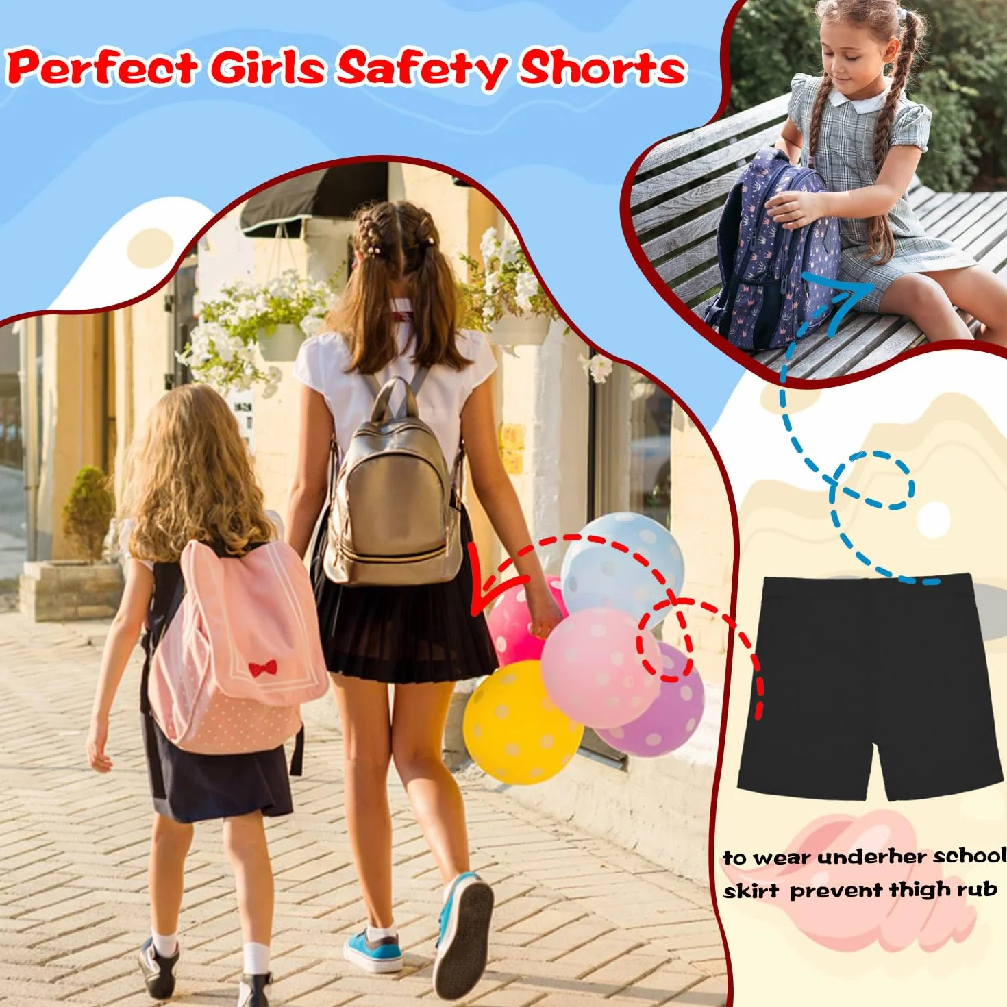 Shorts de cyclisme respirants pour filles 2-10 ans, lot de 6