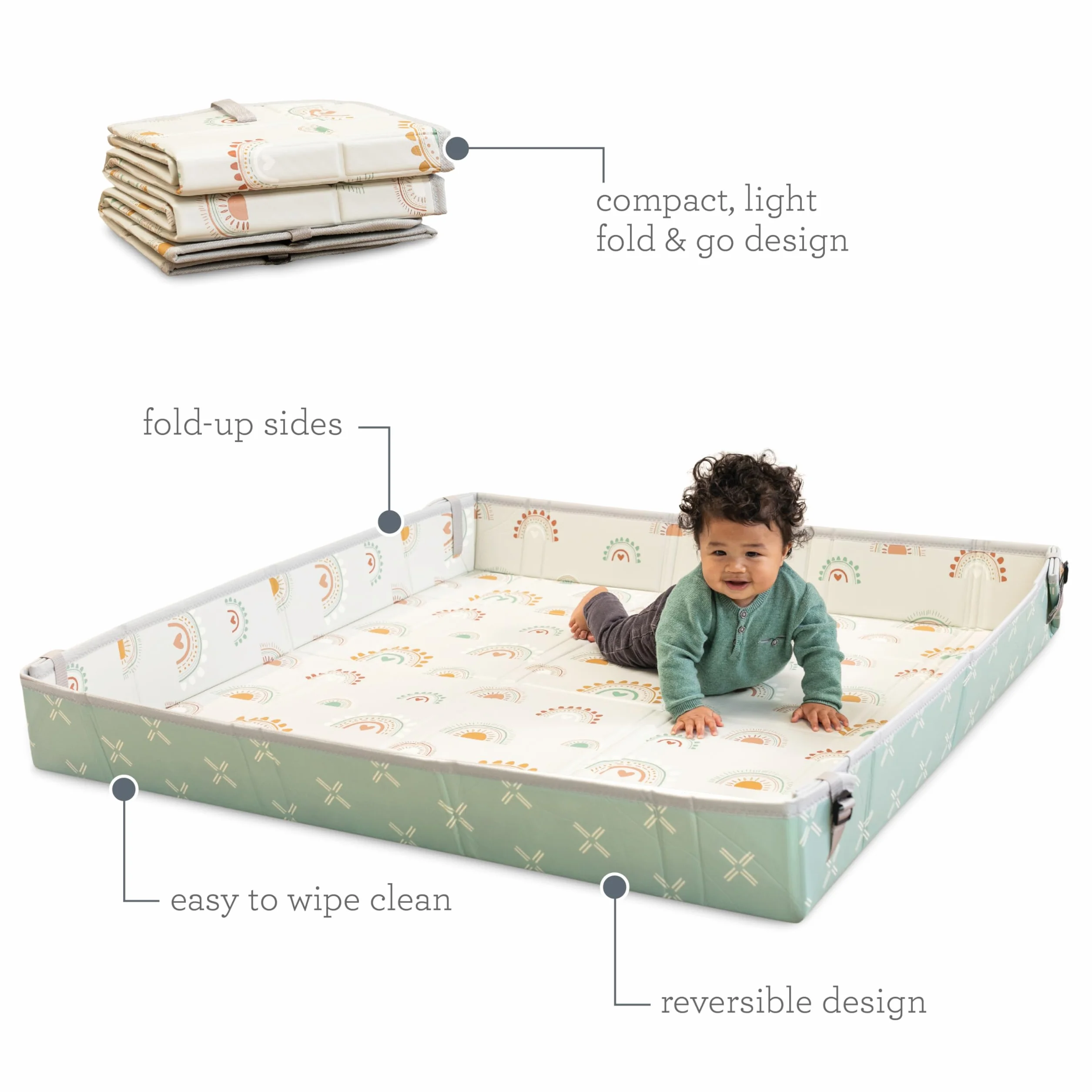 Infantino Tapis d’Éveil Pliable en Mousse Souple, Très Grande Taille, Antidérapant, Arcs-en-ciel