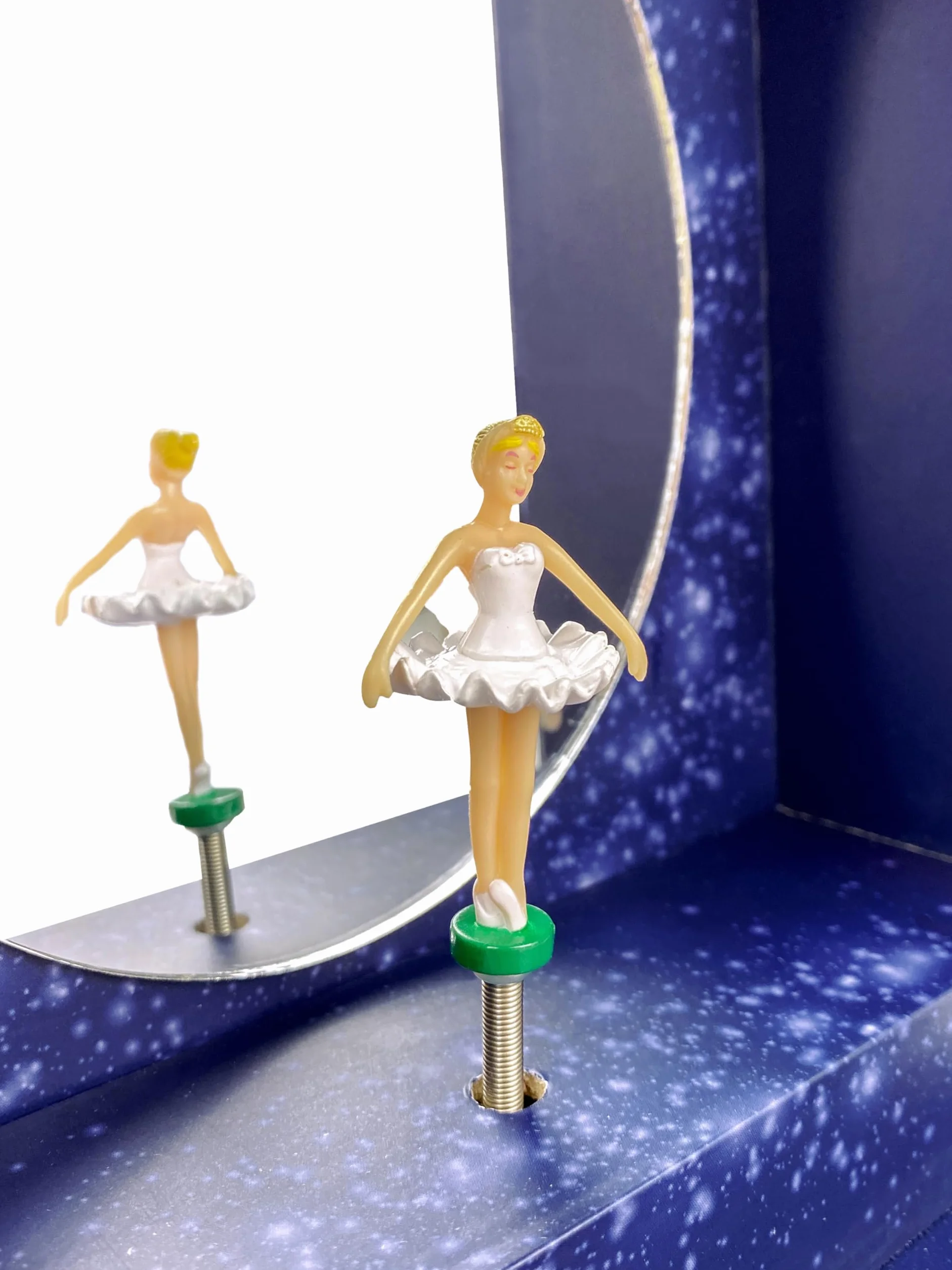 TROUSSELIER Grande Boîte à Musique Danseuse Étoile Ballerine Coffret Bijoux Fille Bleu Marine