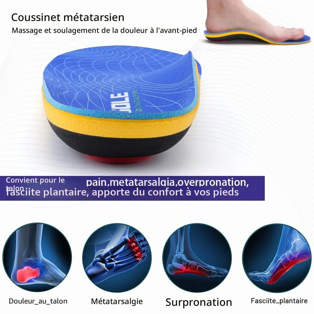 VALSOLE Semelles orthopédiques pour fasciite plantaire, soutien voûte plantaire, éperon calcanéen, pieds plats, bleues
