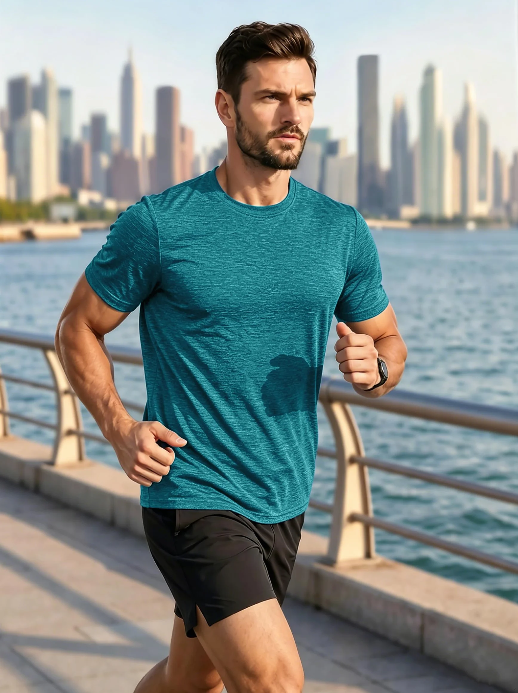 MAGCOMSEN Tee Shirt Homme Sport Respirant Léger Running Musculation Gym T Shirt Manches Courtes