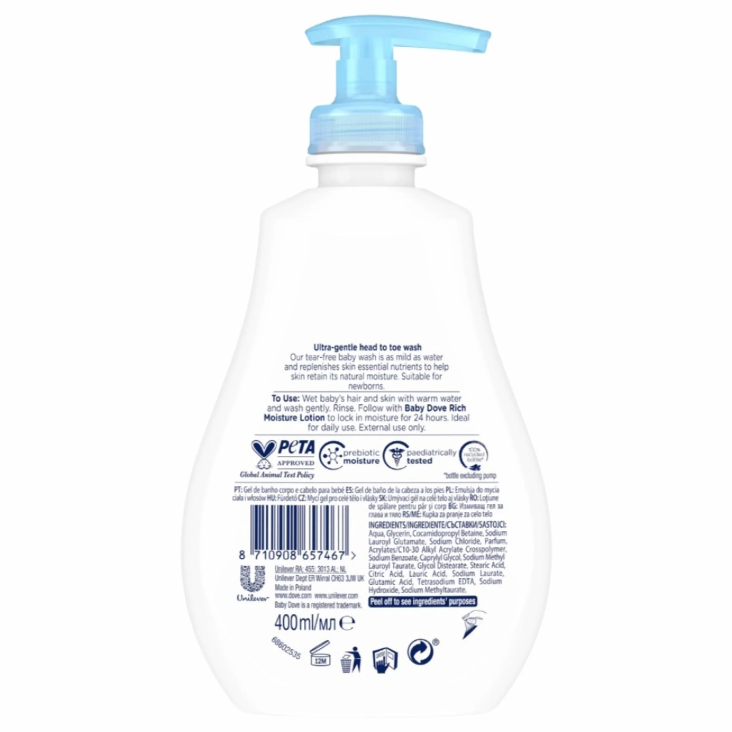 Baby Dove Sensitive Moisture Nettoyant de la tête aux pieds 400 ml