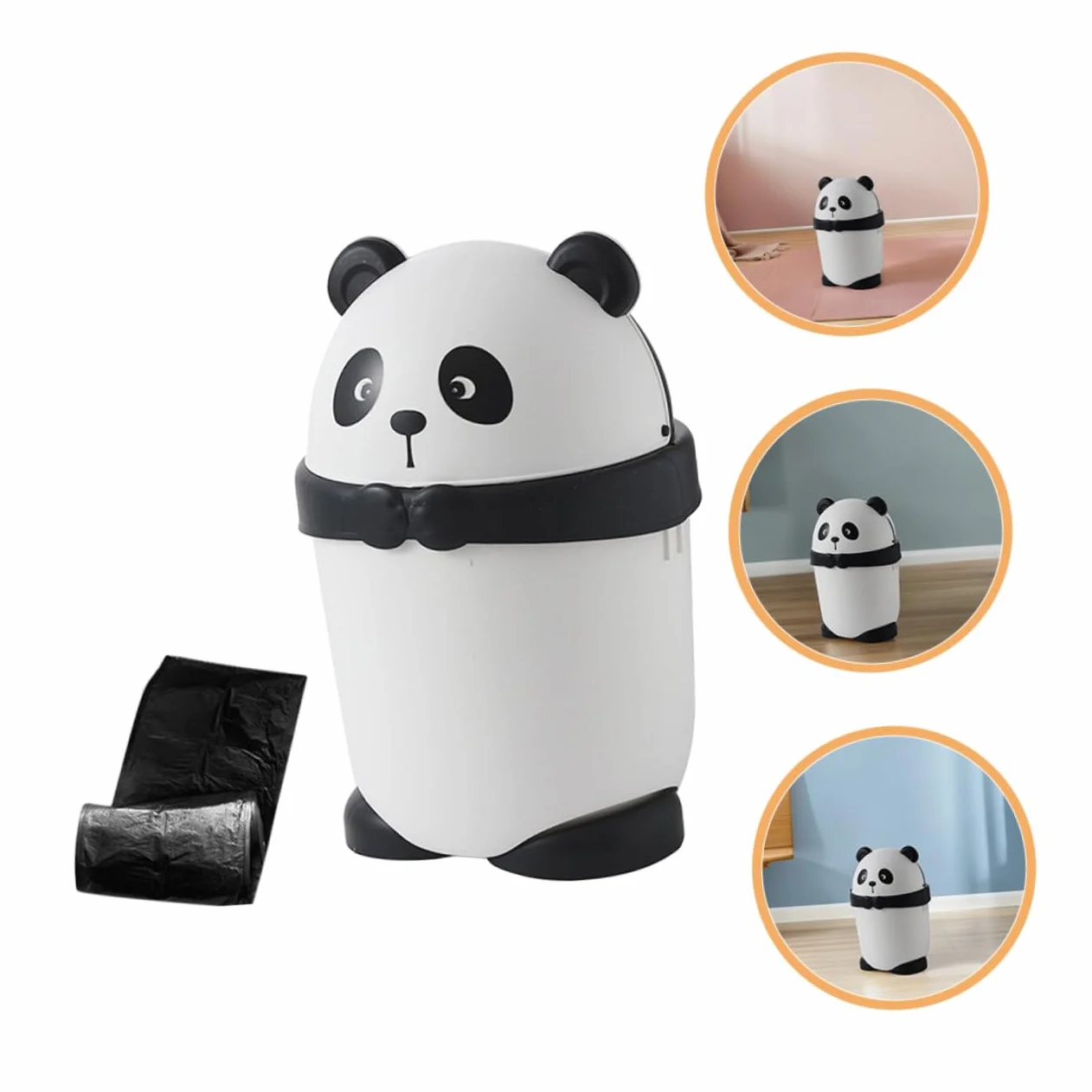 INOOMP Poubelle Mignonne Panda avec Couvercle Rabattable en Pp Cuisine et Salon