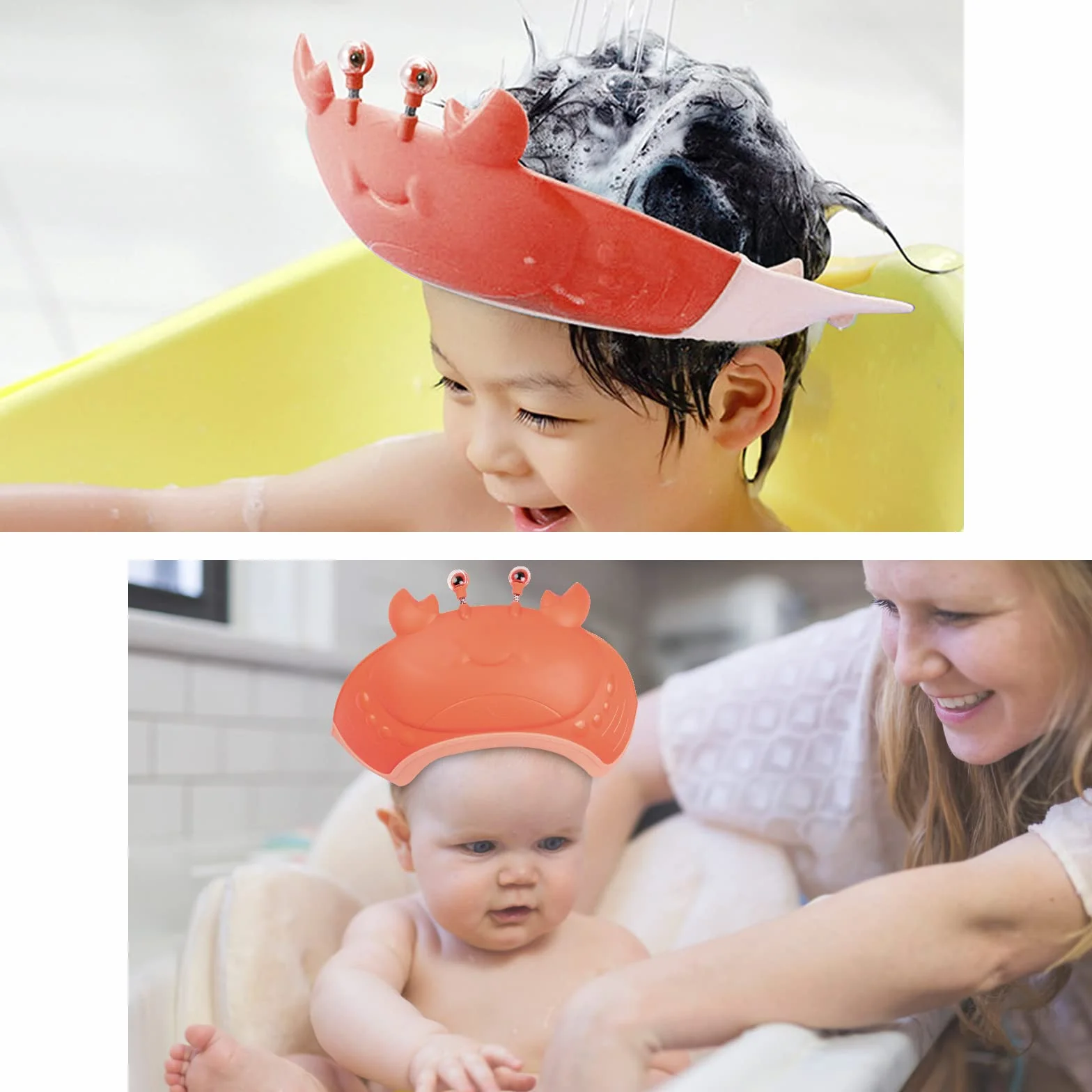 Visière Bonnets Casquette de Bain Enfant Réglable Protection Yeux Oreilles Bébé Rose