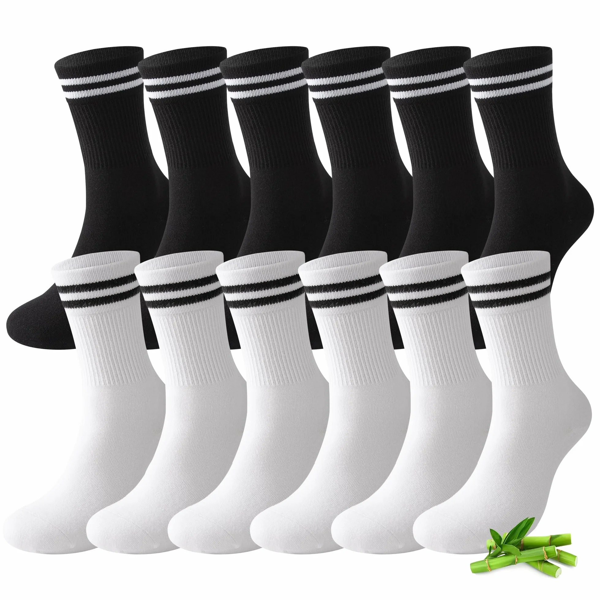 FALARY Chaussettes de Tennis en Bambou Lot de 6/12 Paires Hommes Femmes Anti-transpiration Respirantes