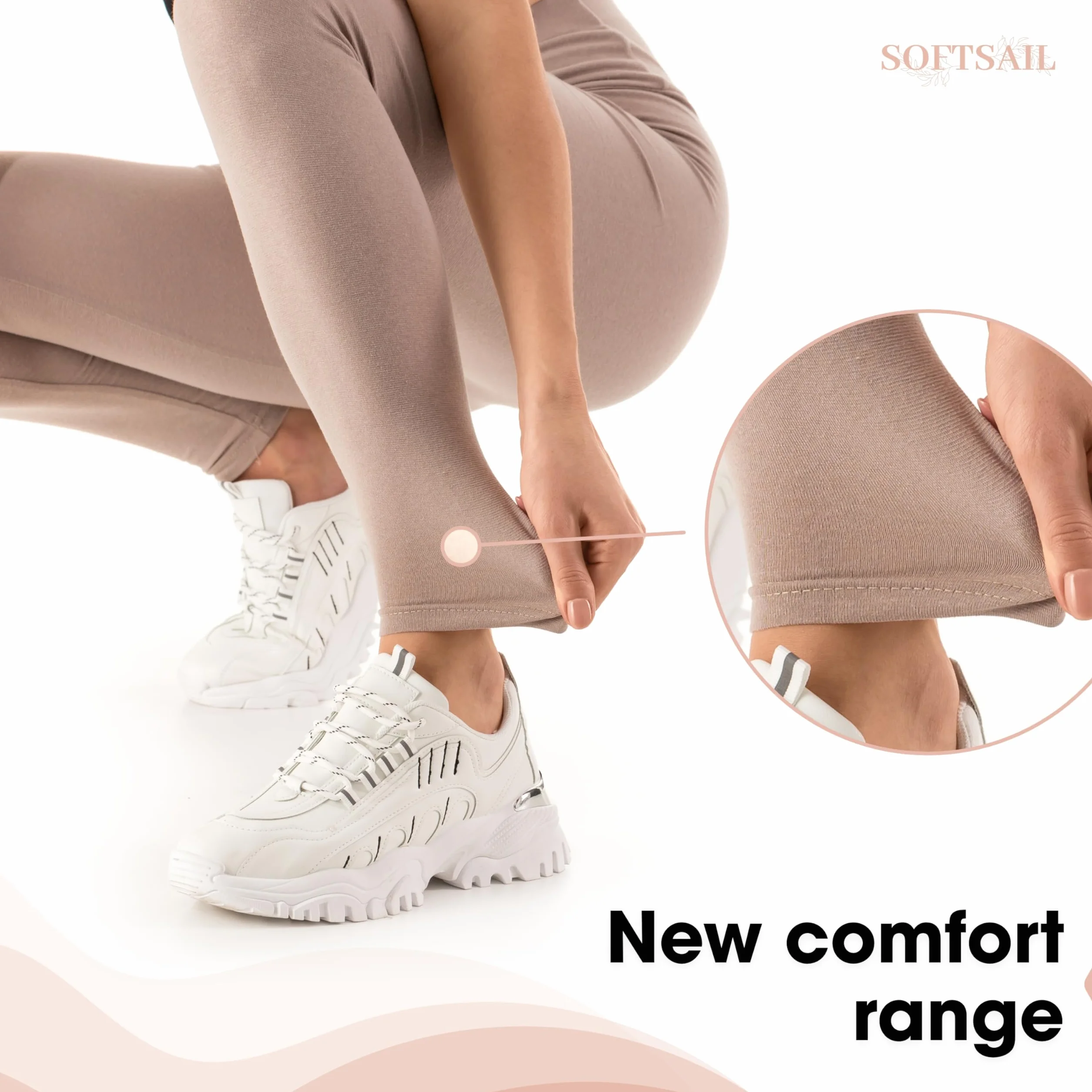 Legginsy SOFTSAIL 95% Bawełna Wysoki Stan Damskie