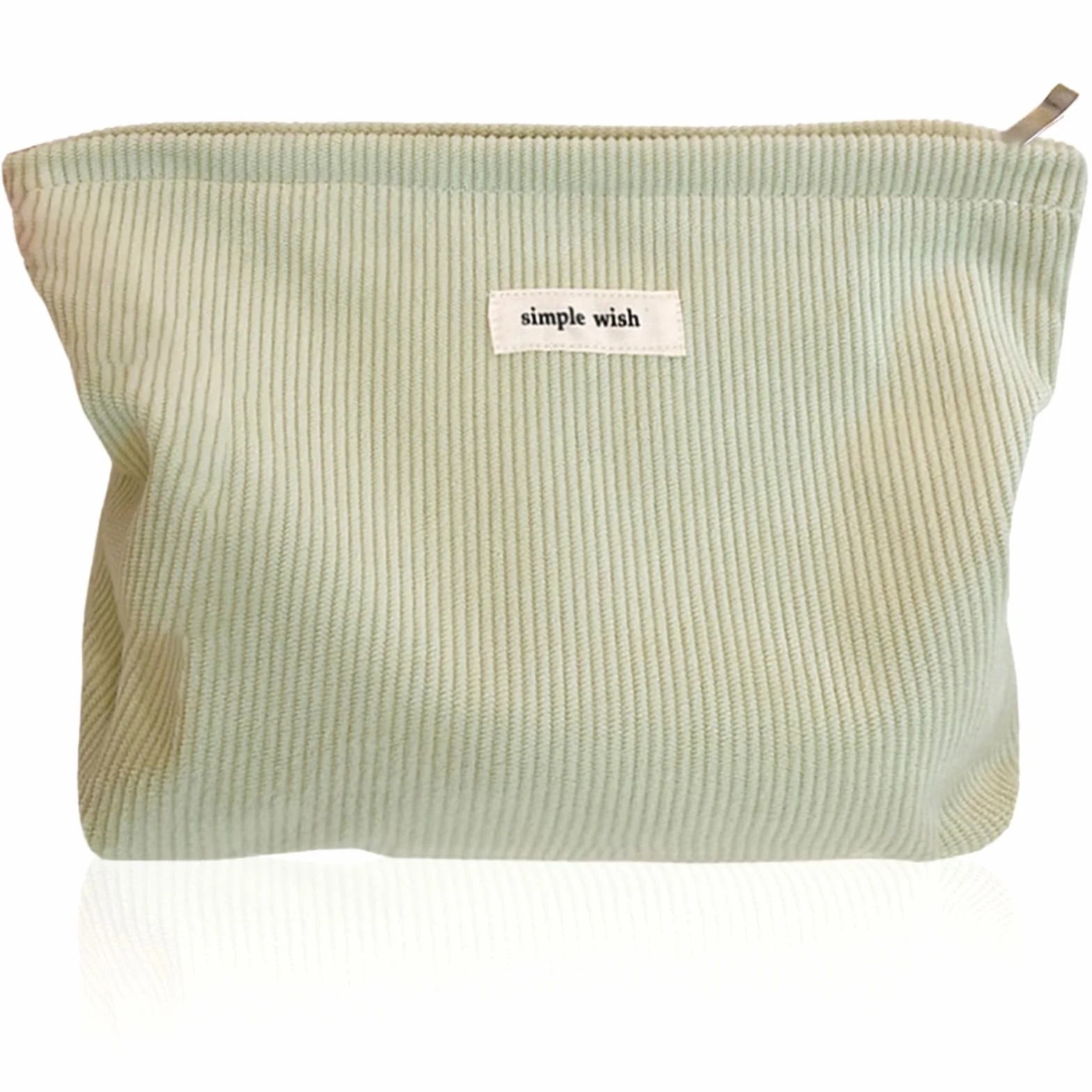Trousse de Toilette Femme en Velours Côtelé pour Voyage, Maquillage, Sac Cosmétique (Vert)
