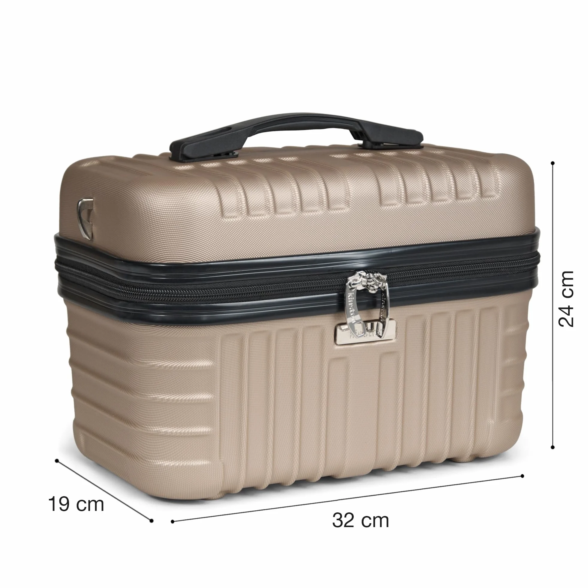 KINSTON Vanity Case Rigide à Bandoulière - Trousse de Toilette Voyage Cosmétiques - Grande capacité Champagne