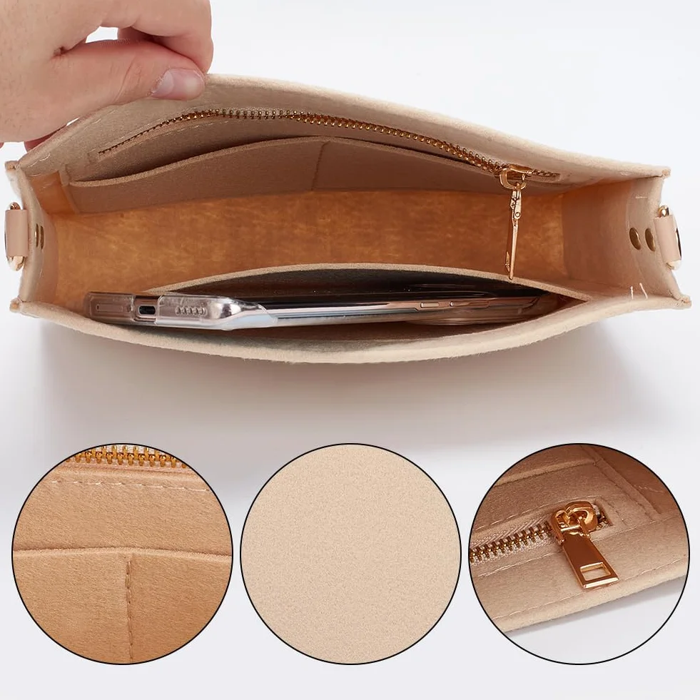 WADORN Insert D'Organisateur de Sac à Main en Feutre 23x15.5x4.5 cm Beige