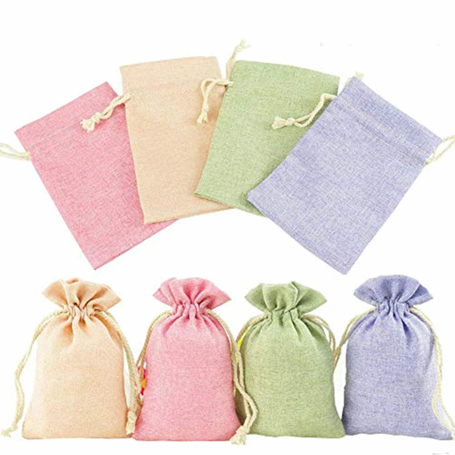 Sachets en Jute 24 Pièces Petit Pochette en Lin Sacs Cadeau avec Cordon Serrage pour Lavande, Bijoux, Mariage